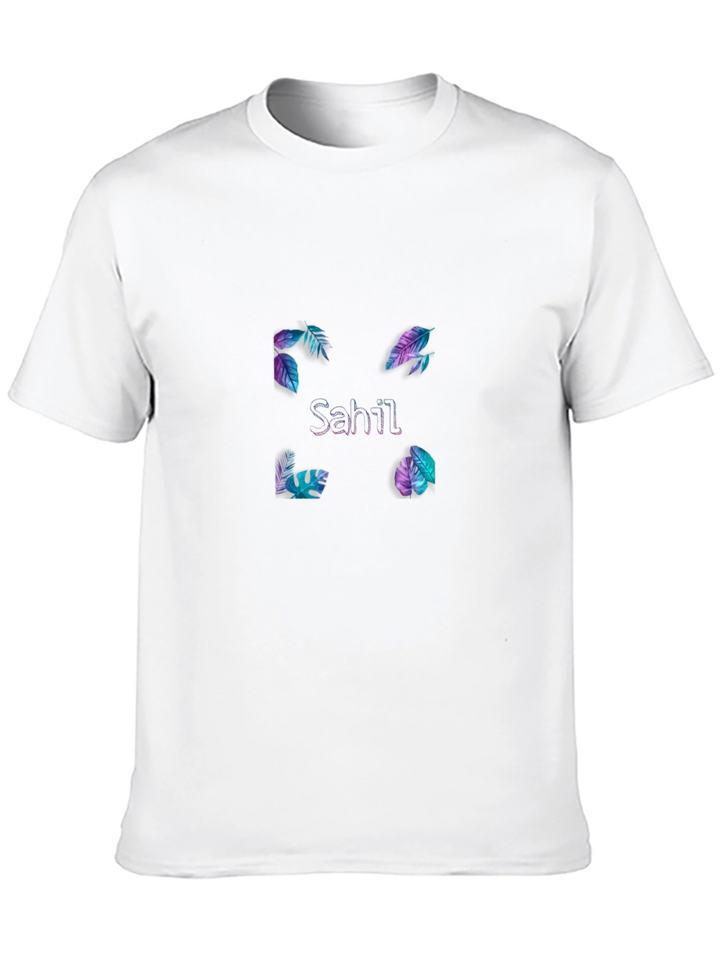 Sahil Graphic Tee - Tropical Leaf Design Black T-Shirt