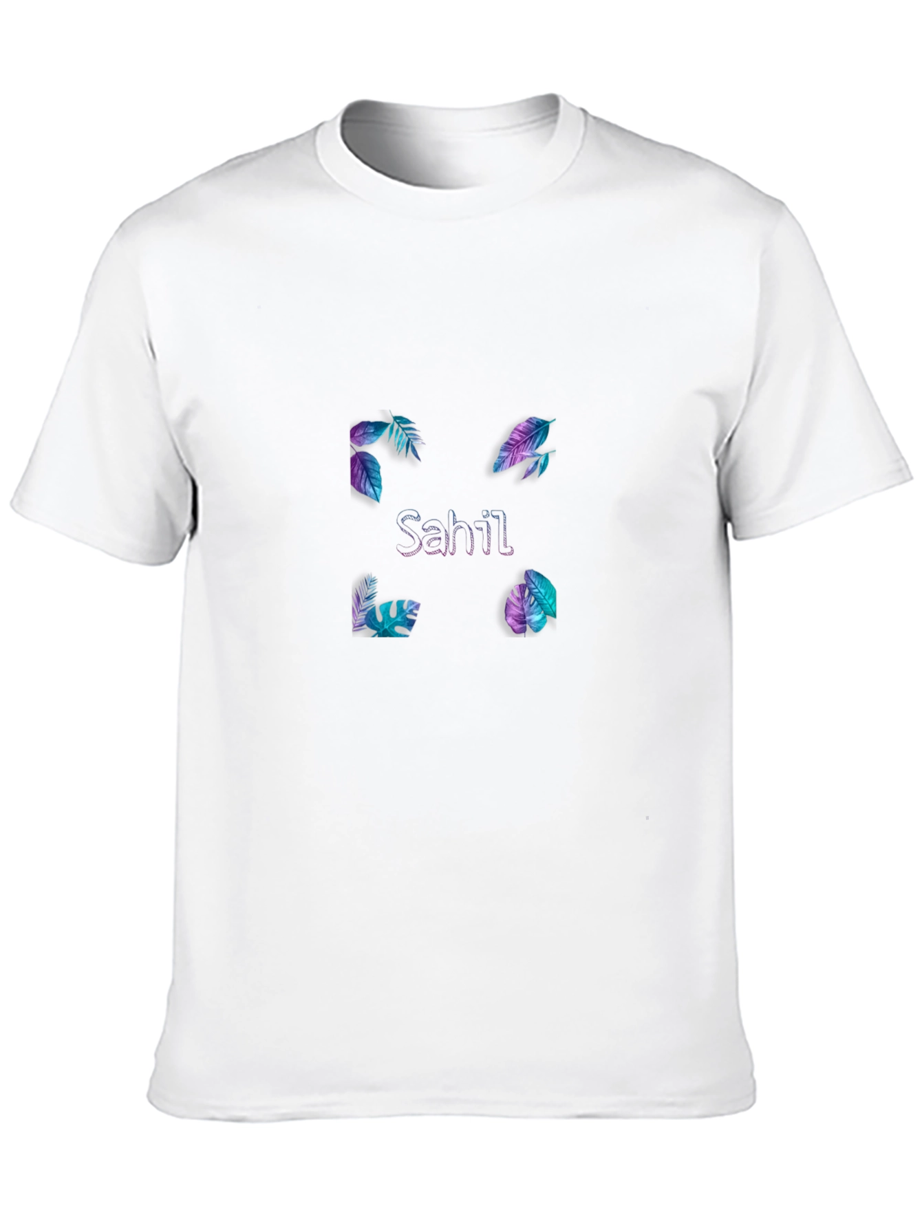 Sahil Graphic Tee - Tropical Leaf Design Black T-Shirt
