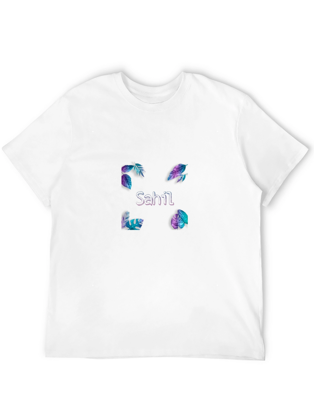 Sahil Graphic Tee - Tropical Leaf Design Black T-Shirt