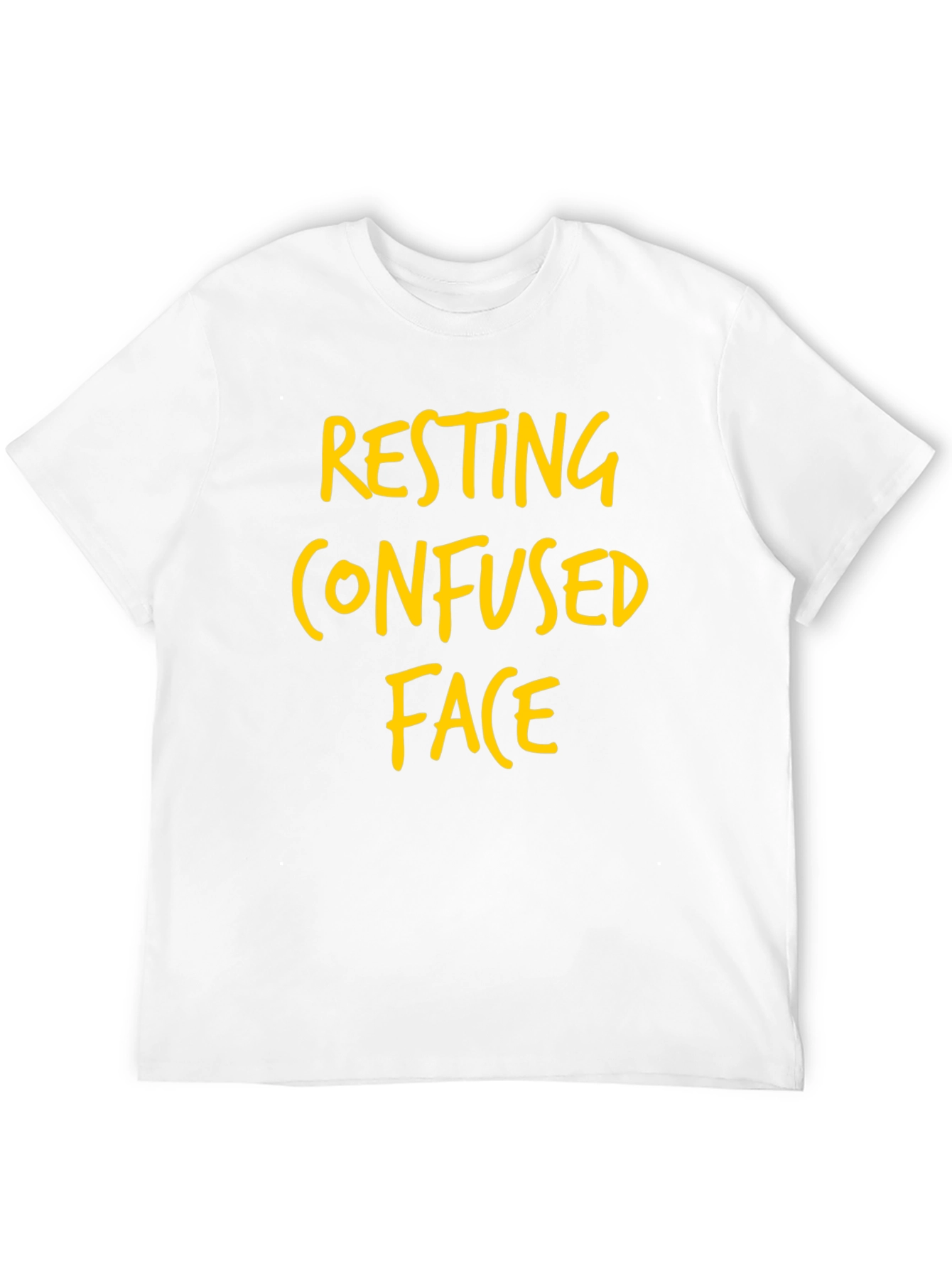 Resting Confused Face Graphic Tee - Black Cotton T-Shirt