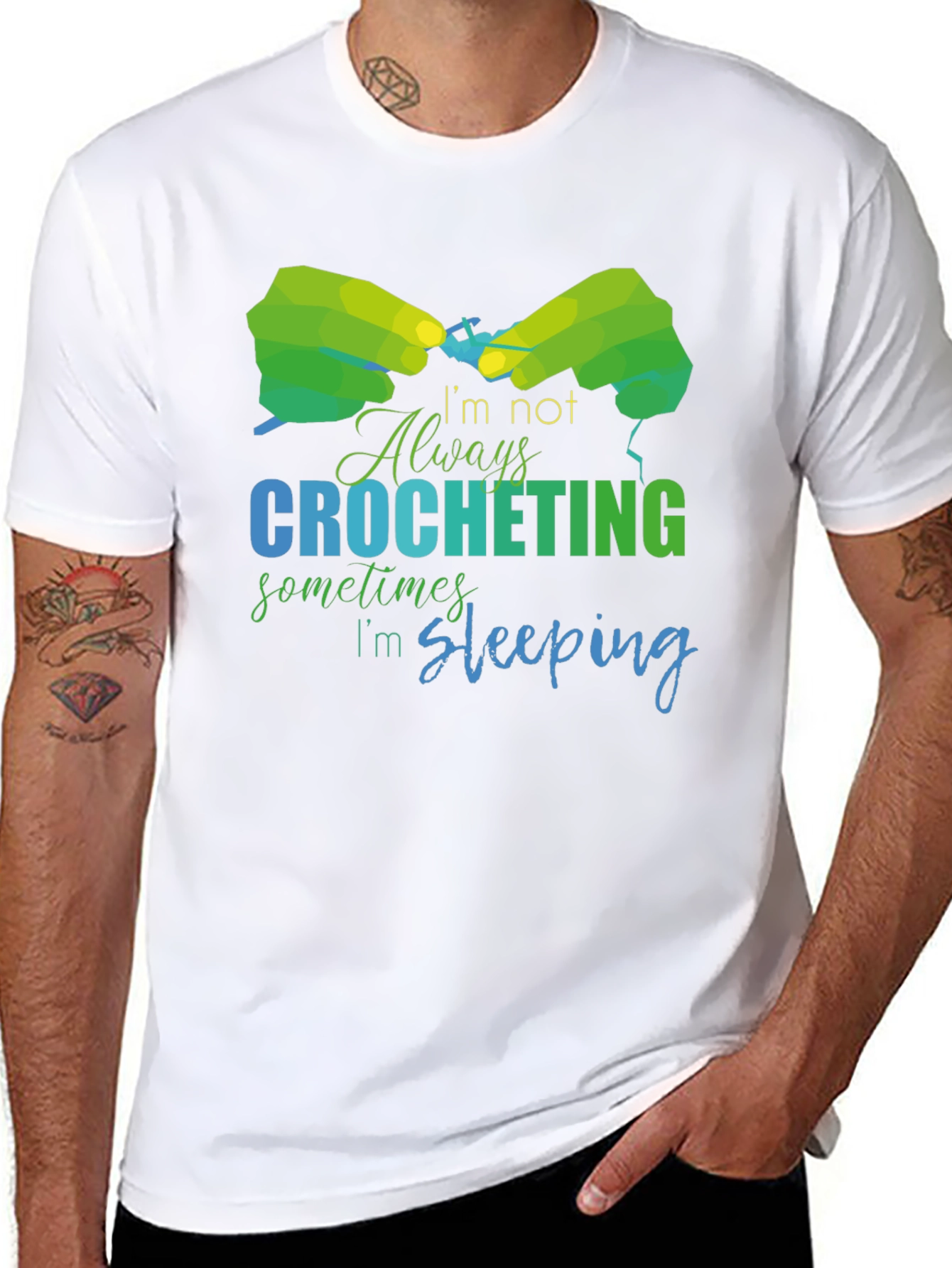 Crocheting & Sleeping Graphic T-Shirt - Black