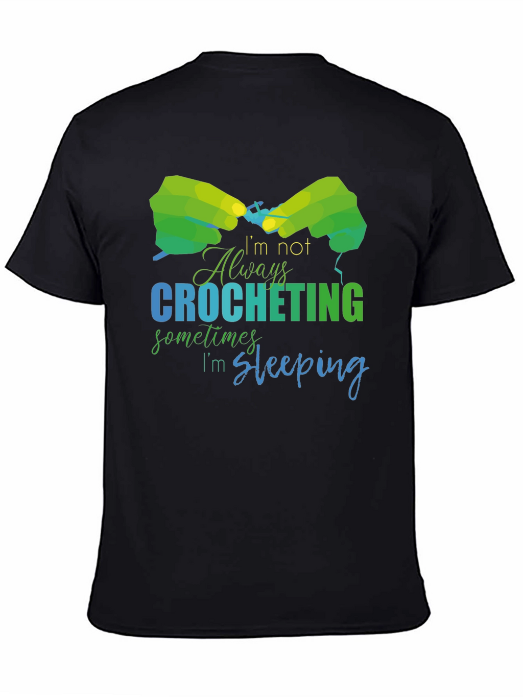 Crocheting & Sleeping Graphic T-Shirt - Black