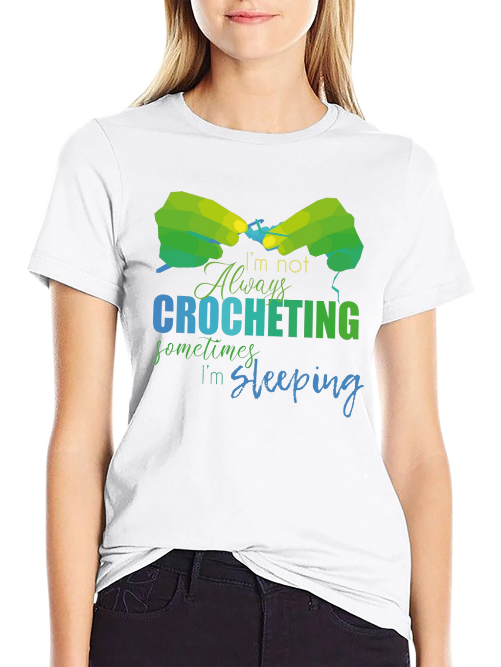 Crocheting & Sleeping Graphic T-Shirt - Black