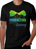 Crocheting & Sleeping Graphic T-Shirt - Black