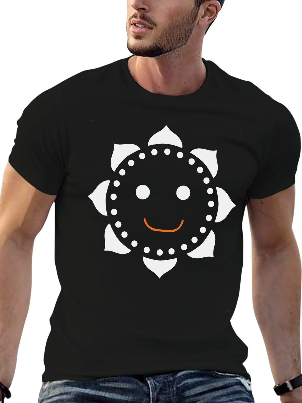 Funky Smiley Face Graphic Black T-Shirt