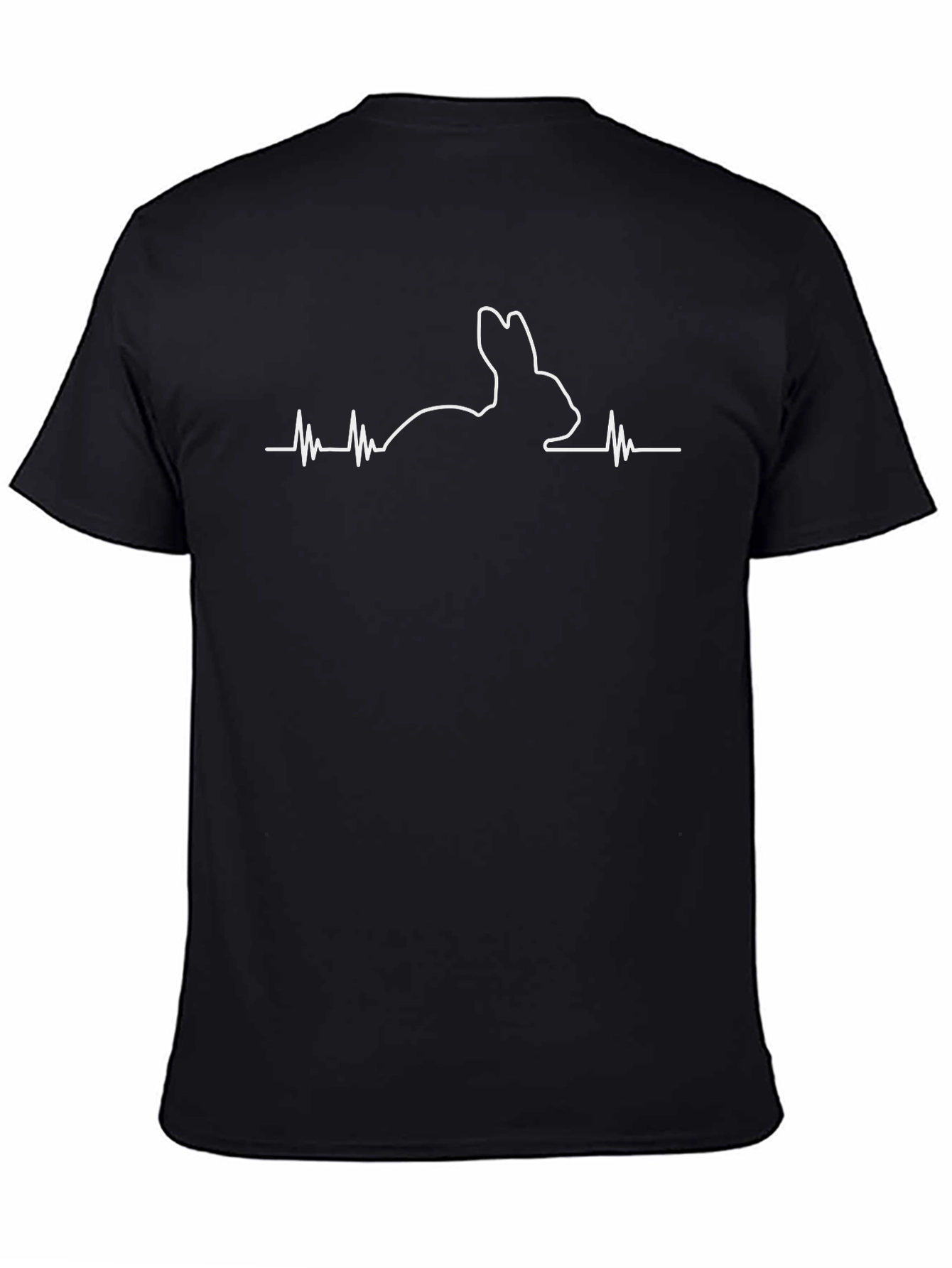 Rabbit Heartbeat Graphic T-Shirt - Black