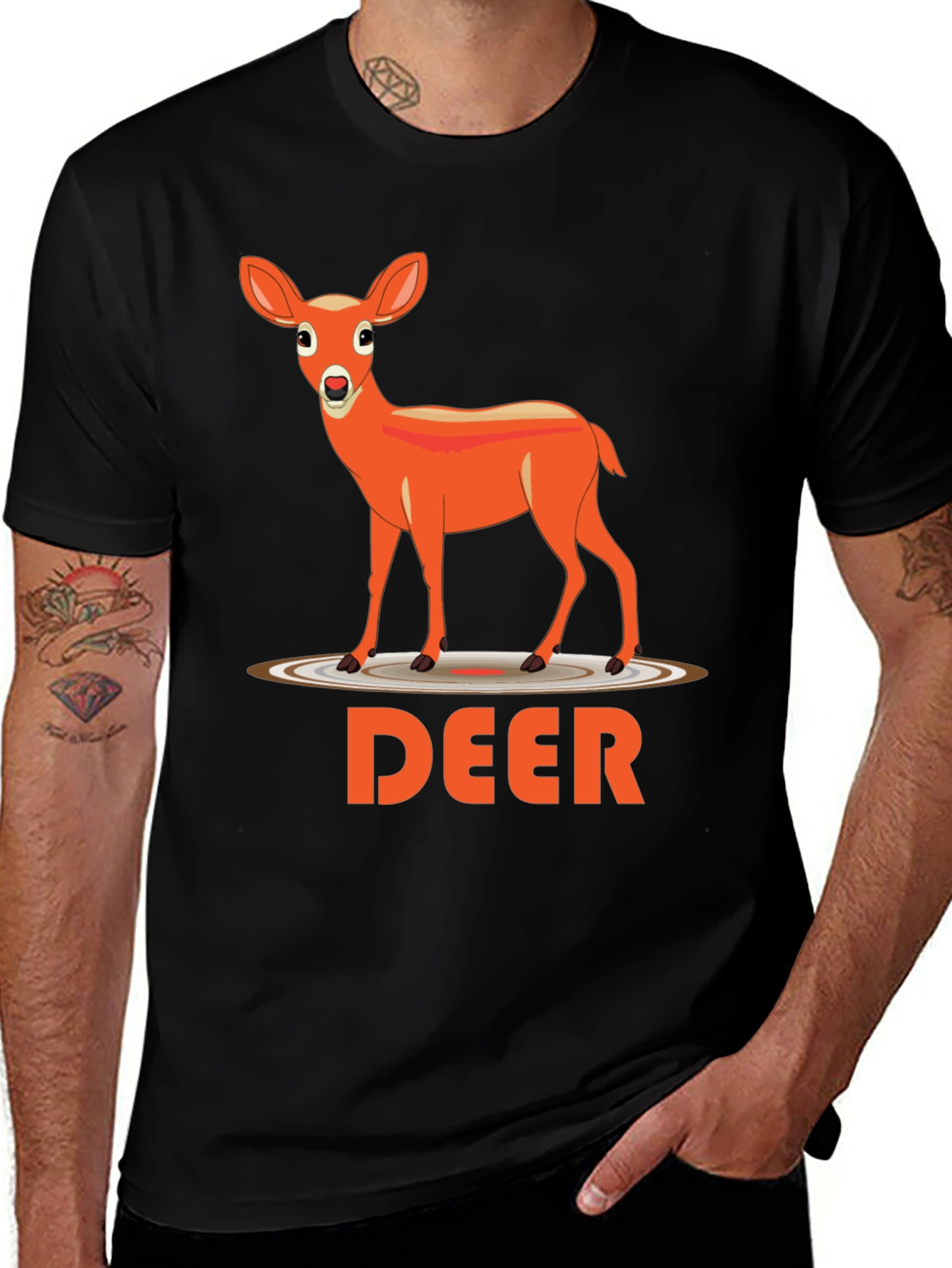 Deer Graphic Tee - Black Casual Shirt