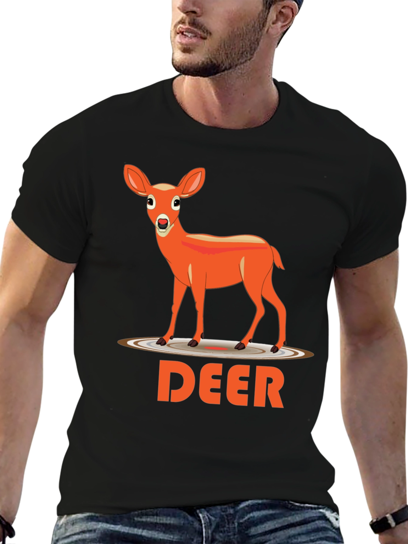 Deer Graphic Tee - Black Casual Shirt