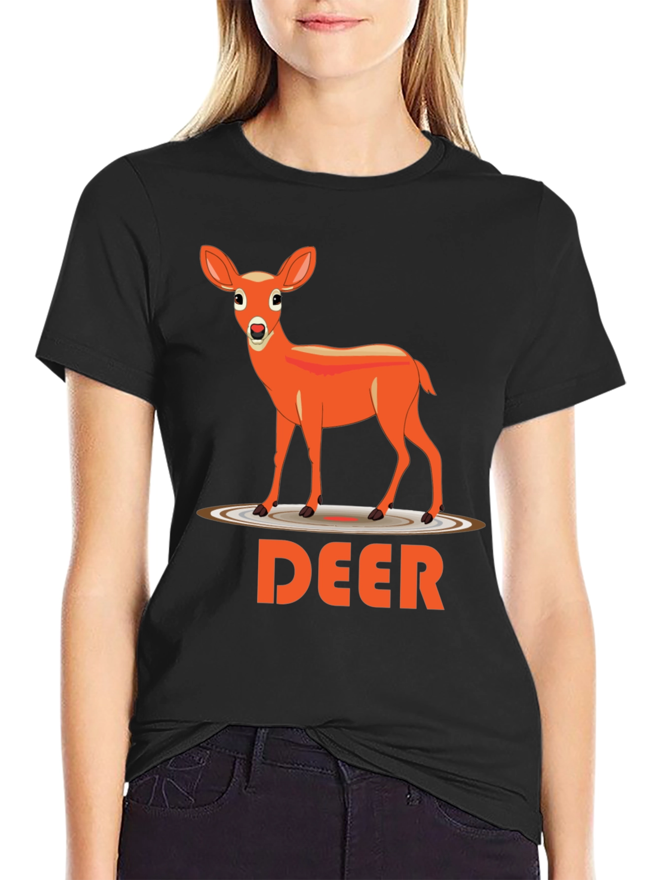 Deer Graphic Tee - Black Casual Shirt