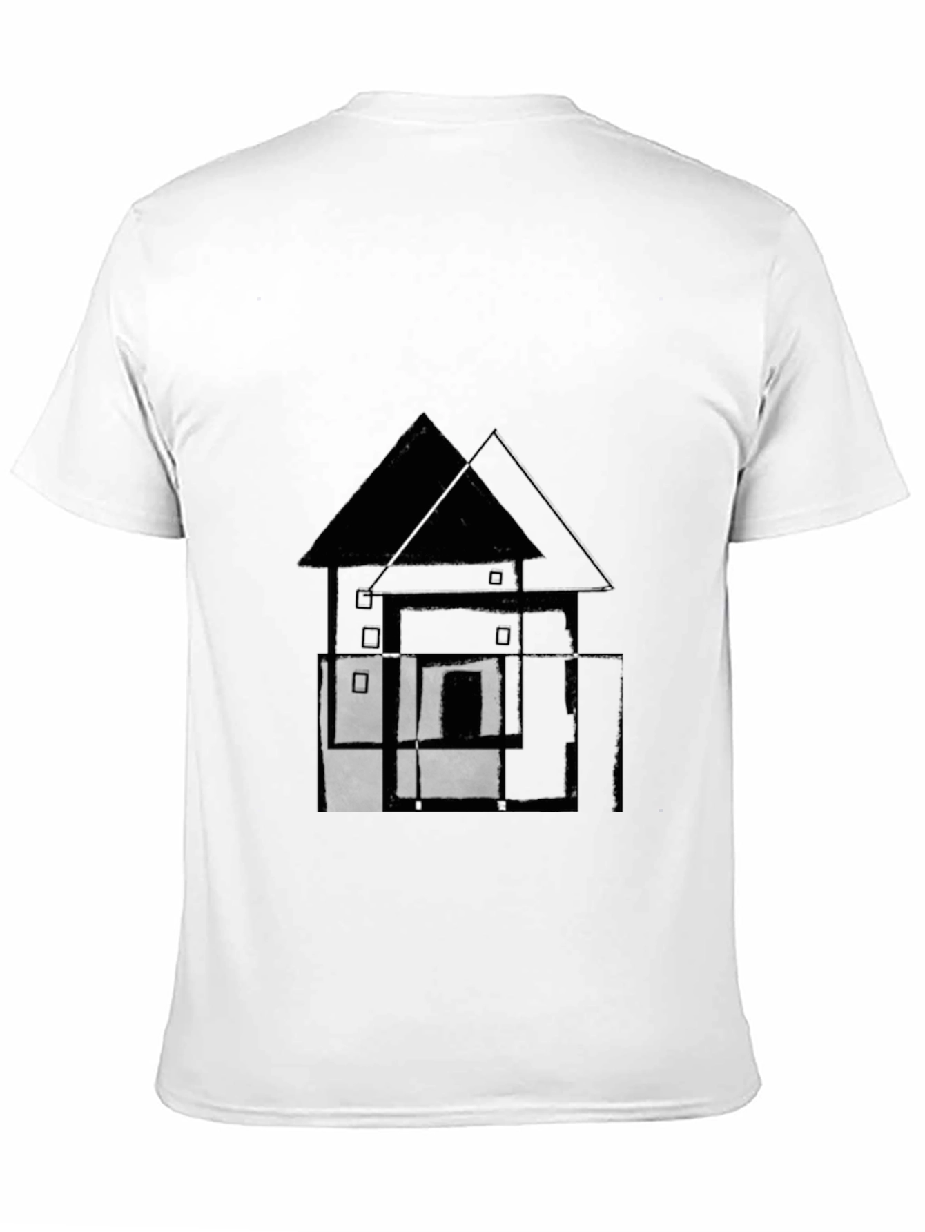 Abstract House Graphic Tee - Black Cotton T-Shirt