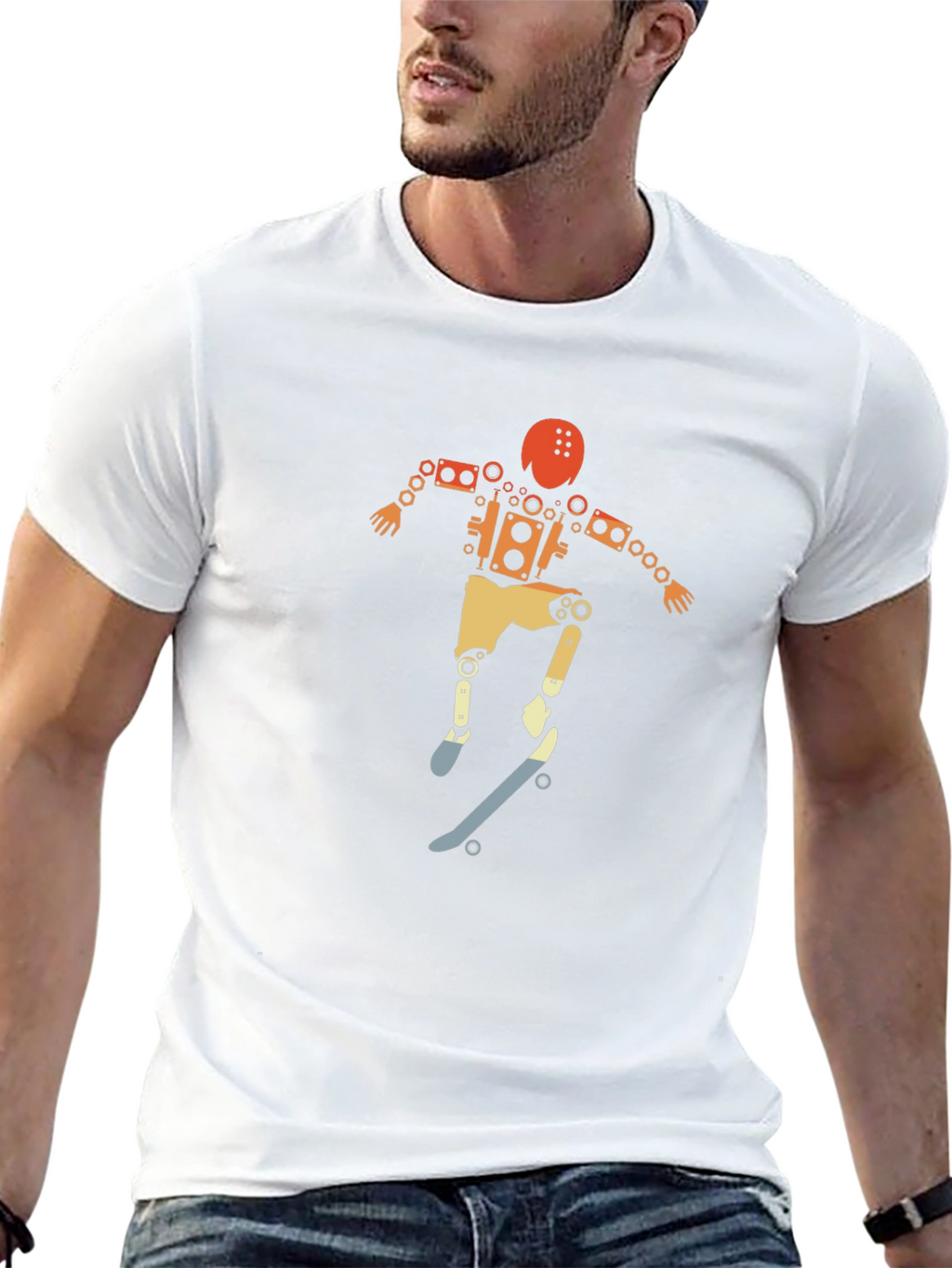 Skateboarding Robot Graphic Tee - Unique Design