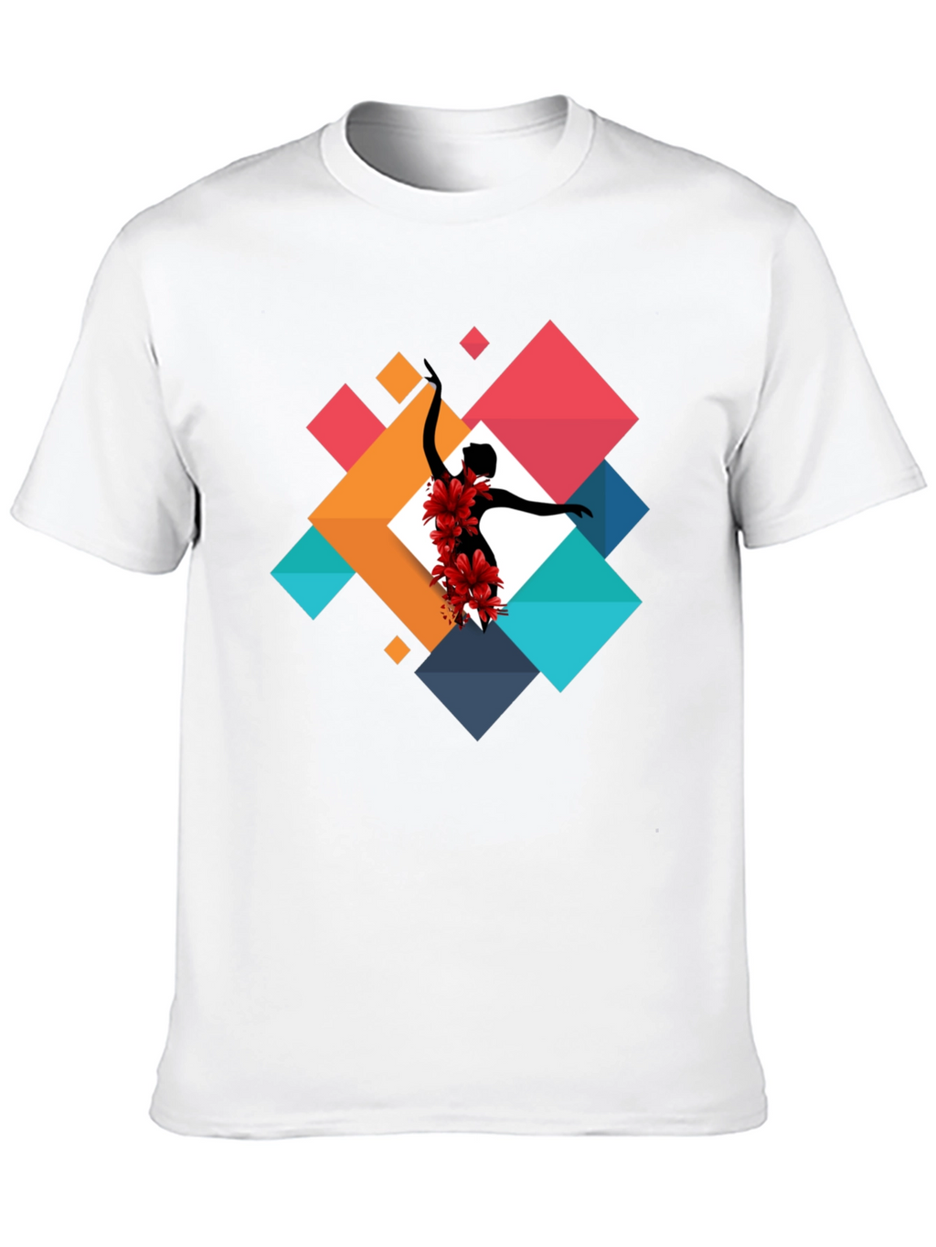 Geometric Floral Dancer Black T-Shirt