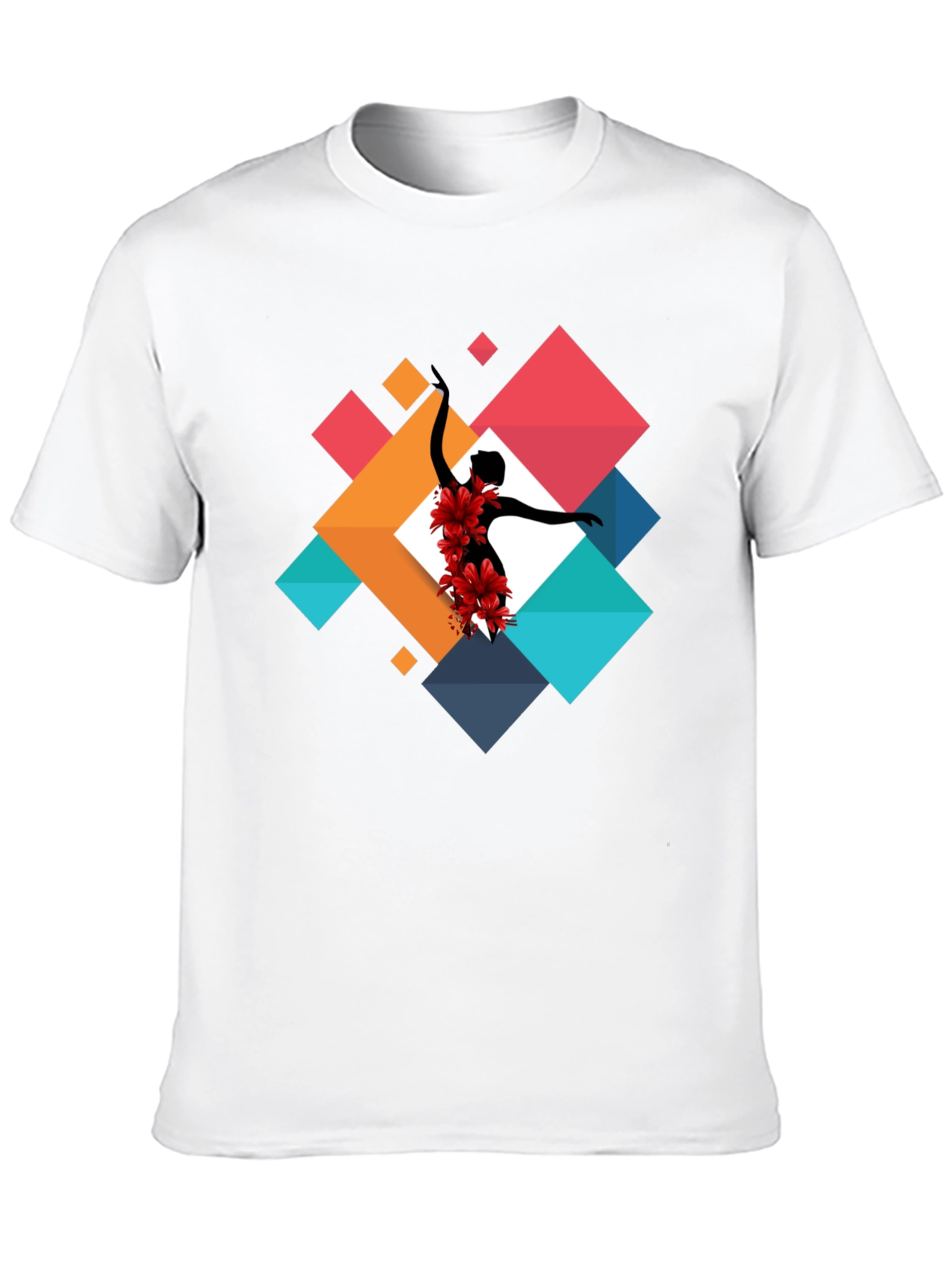 Geometric Floral Dancer Black T-Shirt
