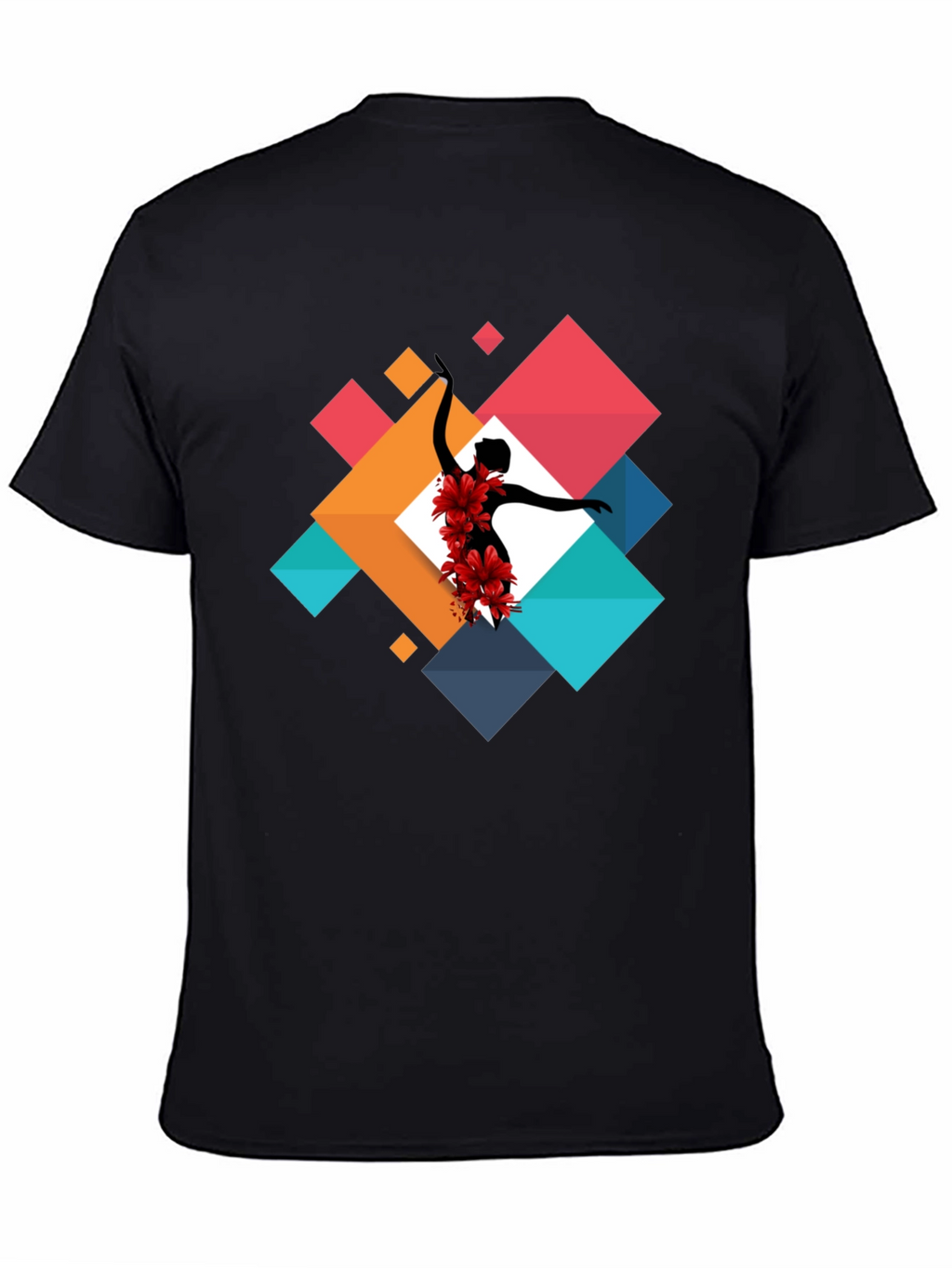 Geometric Floral Dancer Black T-Shirt