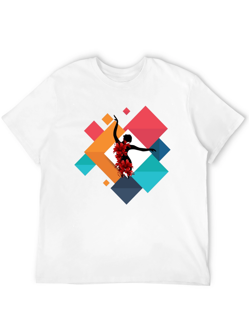 Geometric Floral Dancer Black T-Shirt