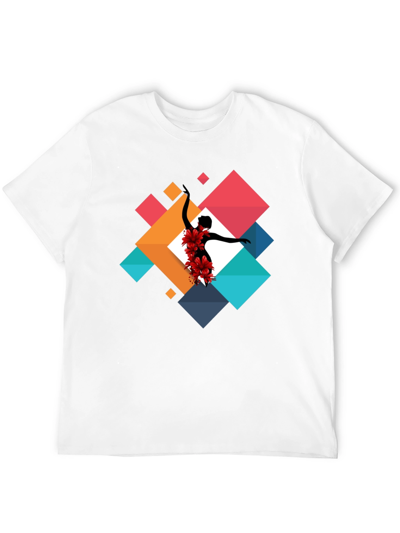 Geometric Floral Dancer Black T-Shirt