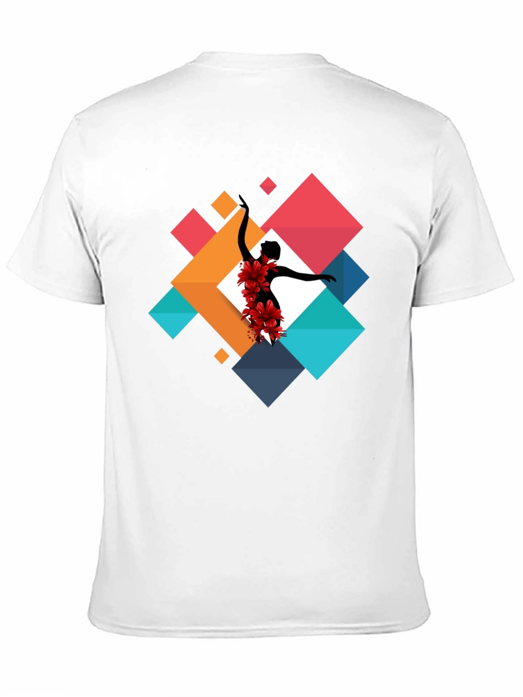 Geometric Floral Dancer Black T-Shirt