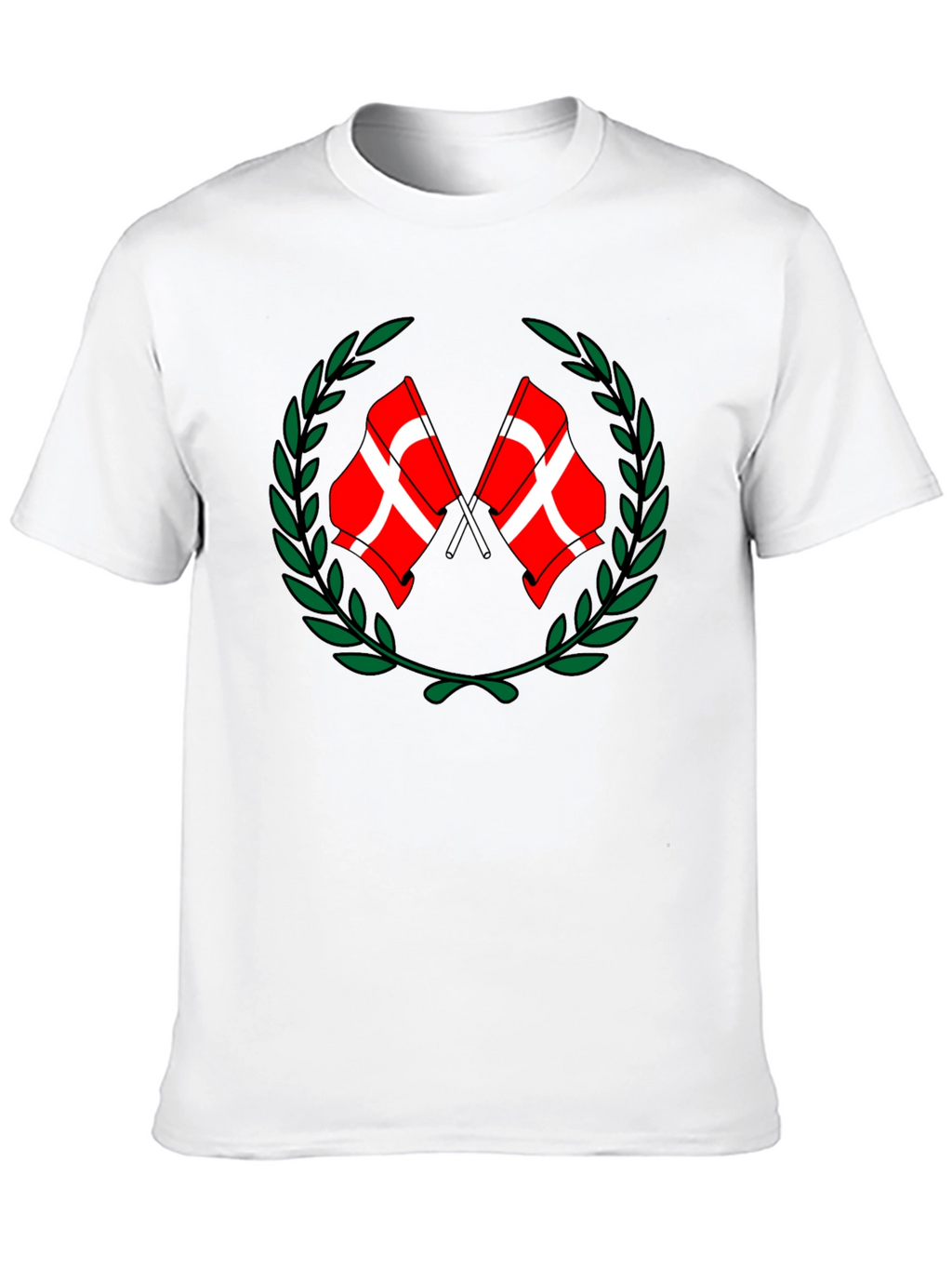 Danish Flags Wreath Black T-Shirt