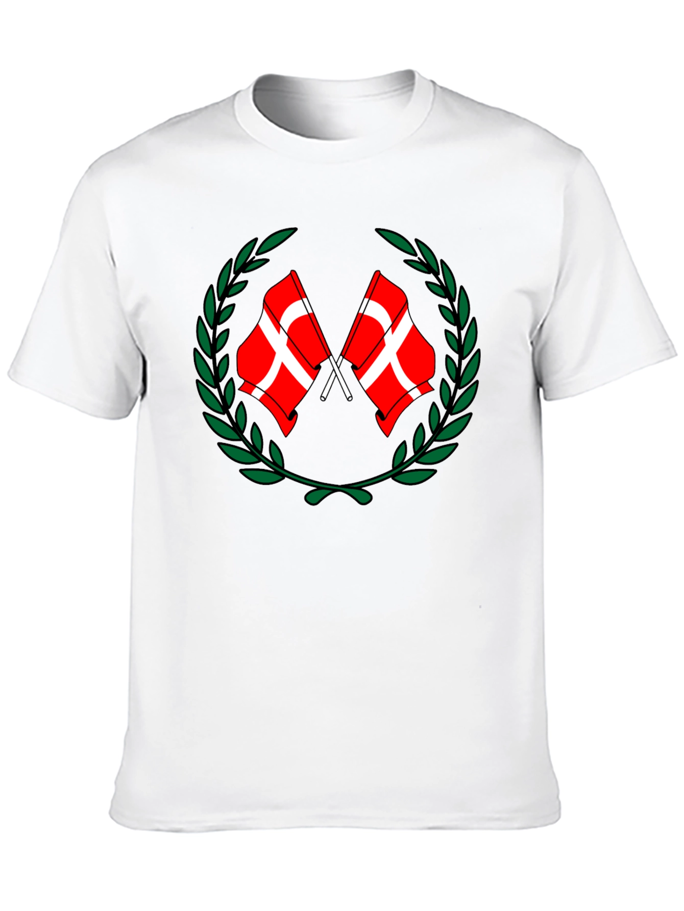 Danish Flags Wreath Black T-Shirt