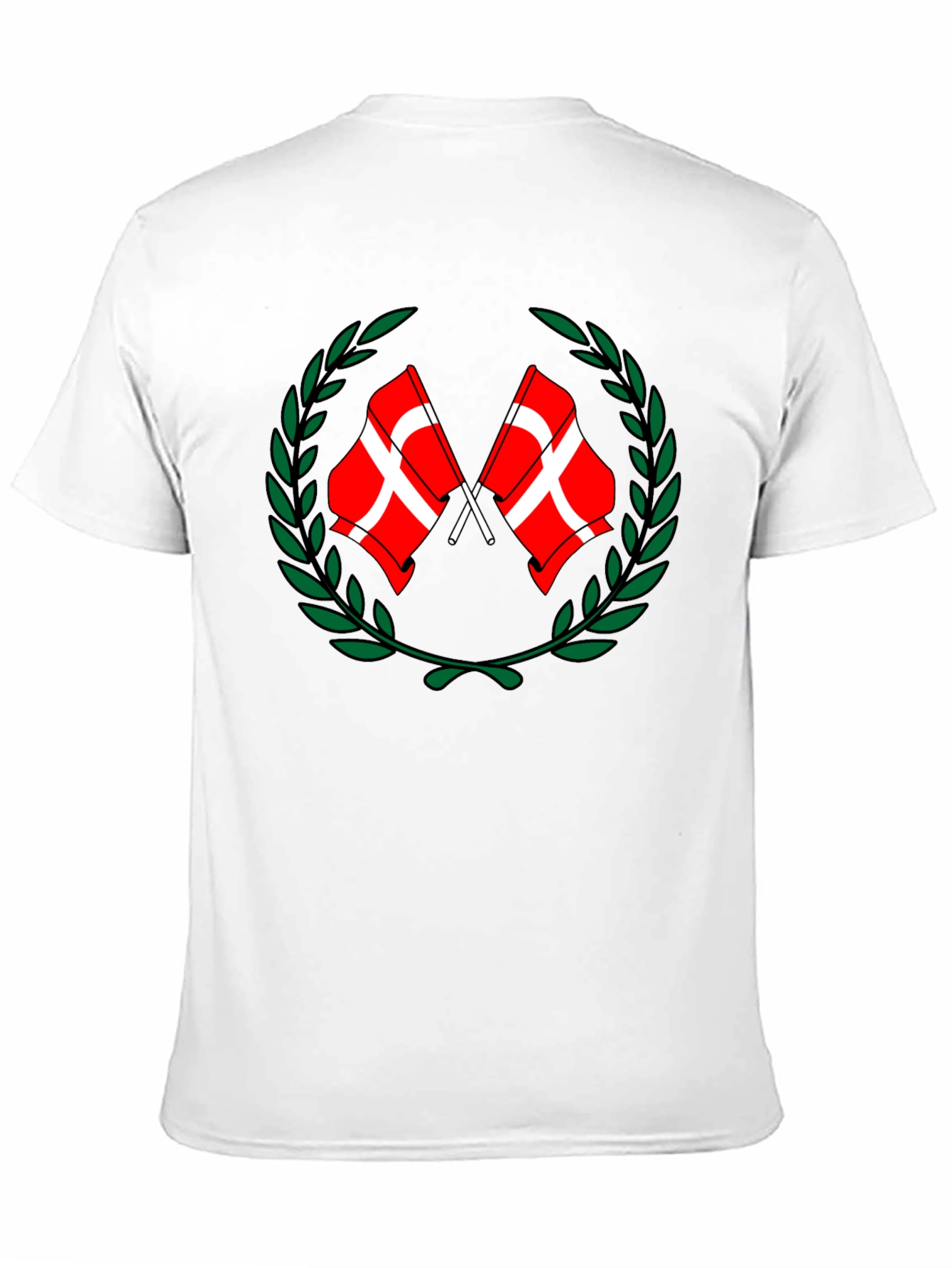 Danish Flags Wreath Black T-Shirt