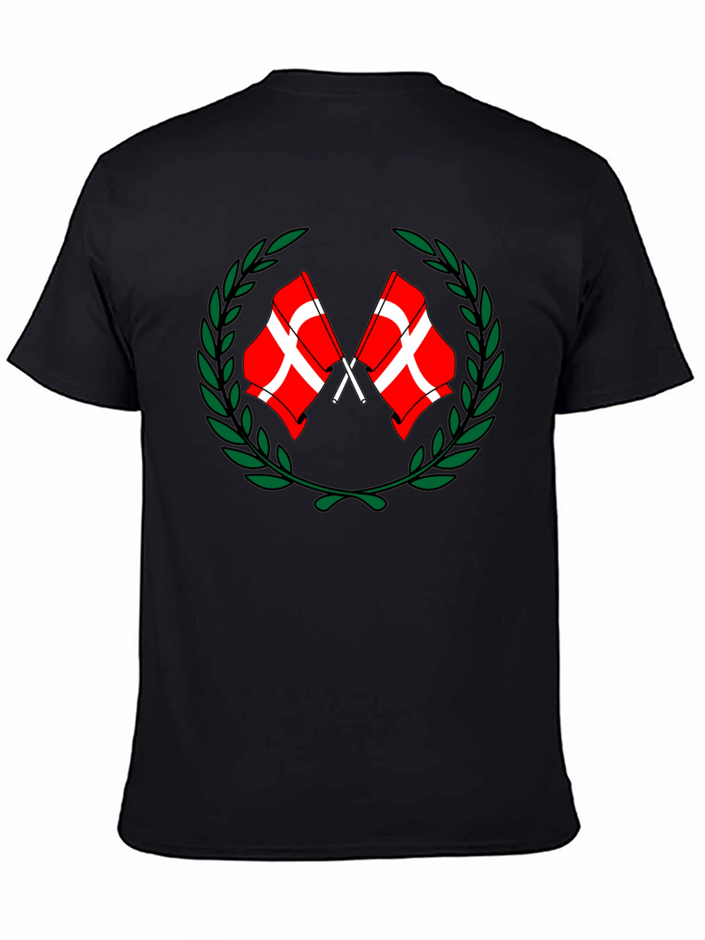 Danish Flags Wreath Black T-Shirt