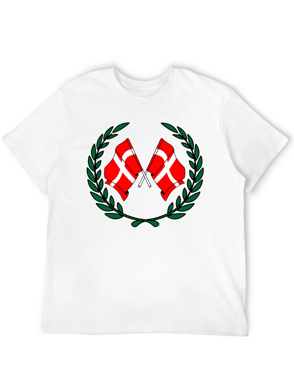 Danish Flags Wreath Black T-Shirt