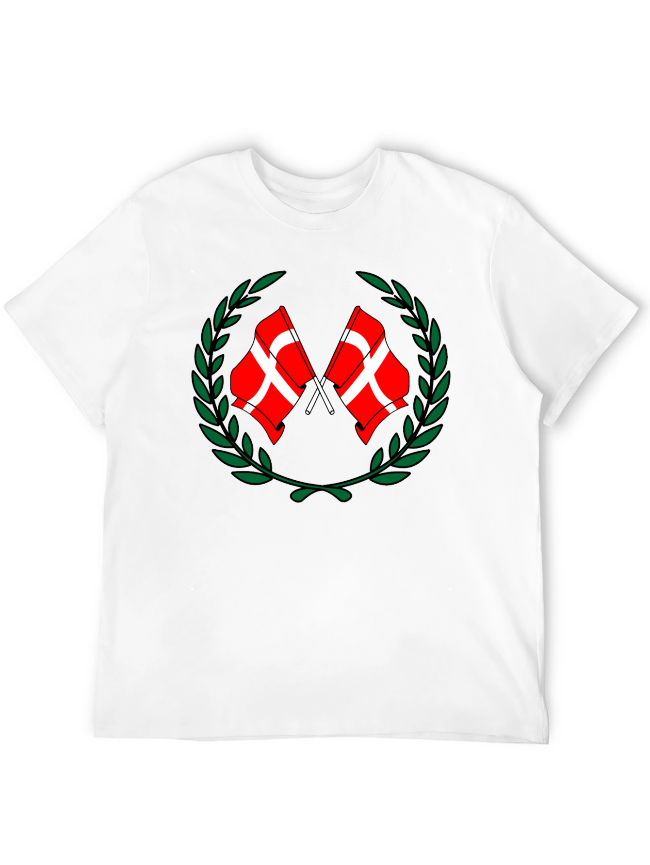 Danish Flags Wreath Black T-Shirt