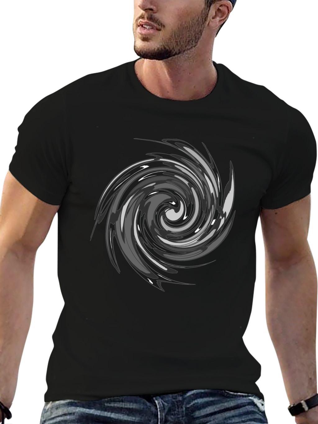 Swirl Graphic Black T-Shirt