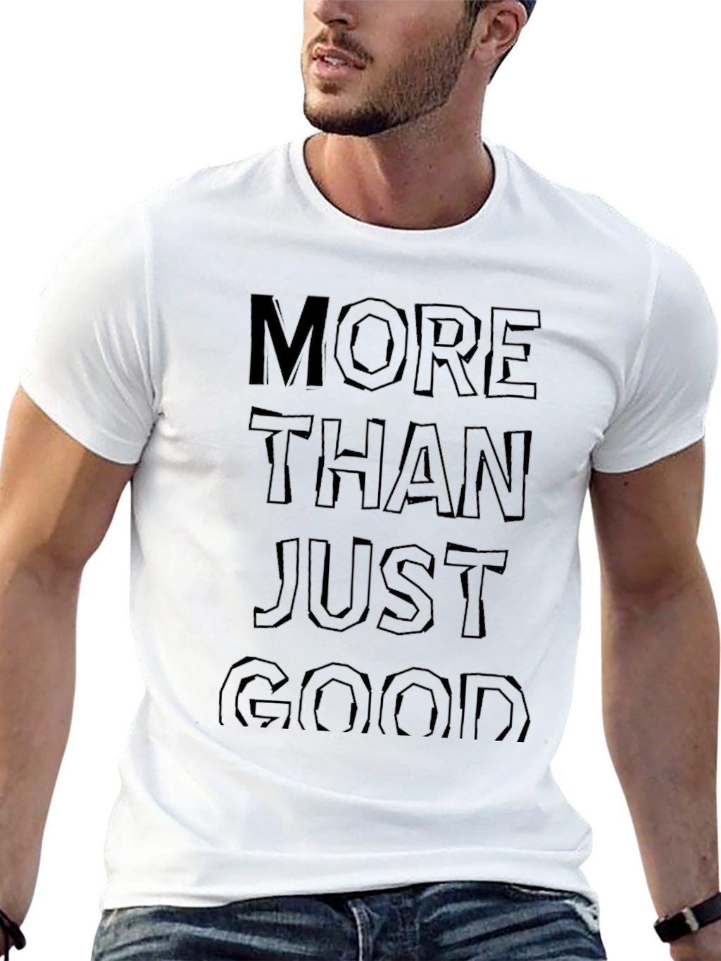 More Than Just Good Black Graphic Tee Shirt