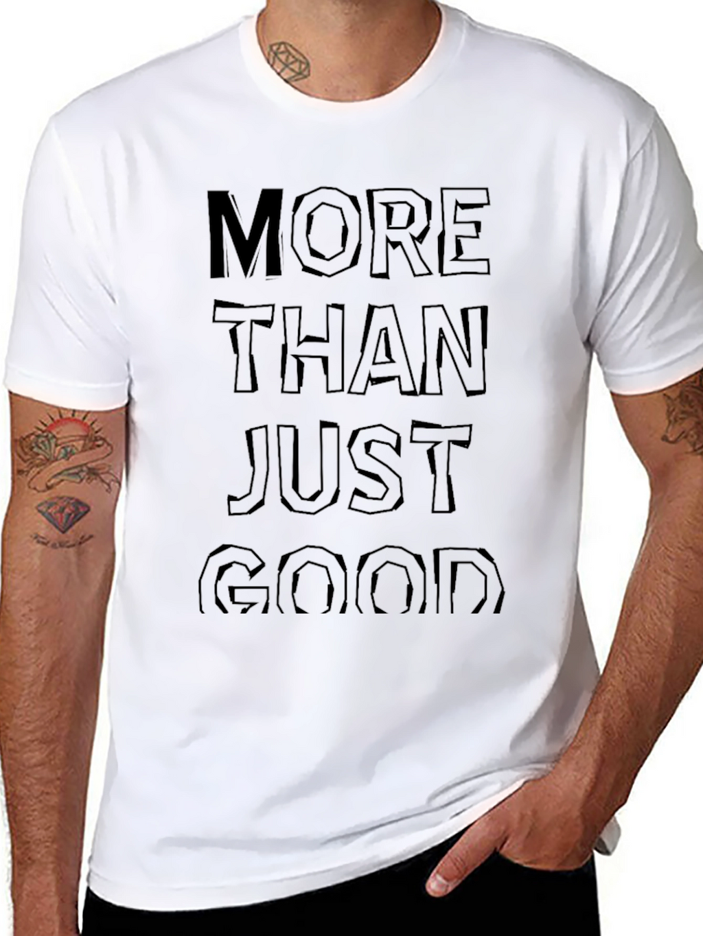 More Than Just Good Black Graphic Tee Shirt