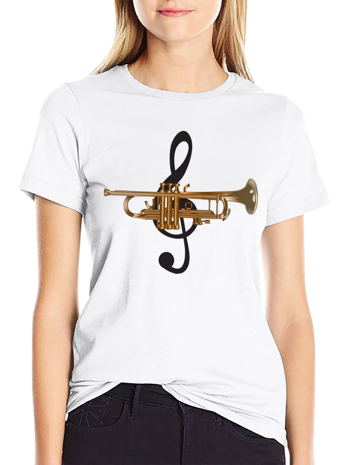 Trumpet & Treble Clef Graphic Tee - Musicians Style