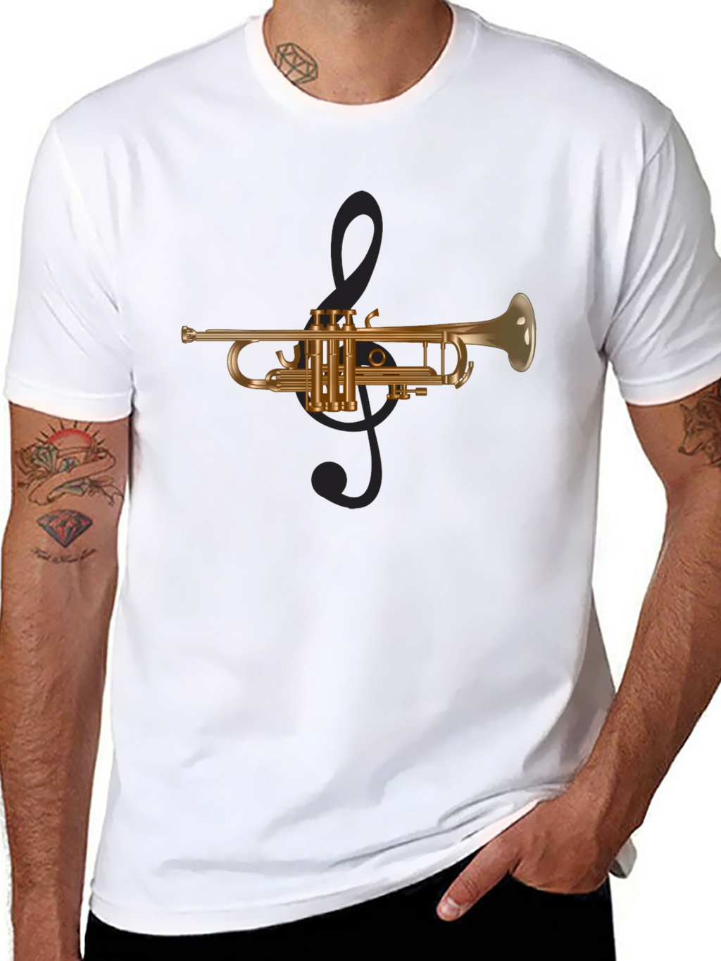 Trumpet & Treble Clef Graphic Tee - Musicians Style