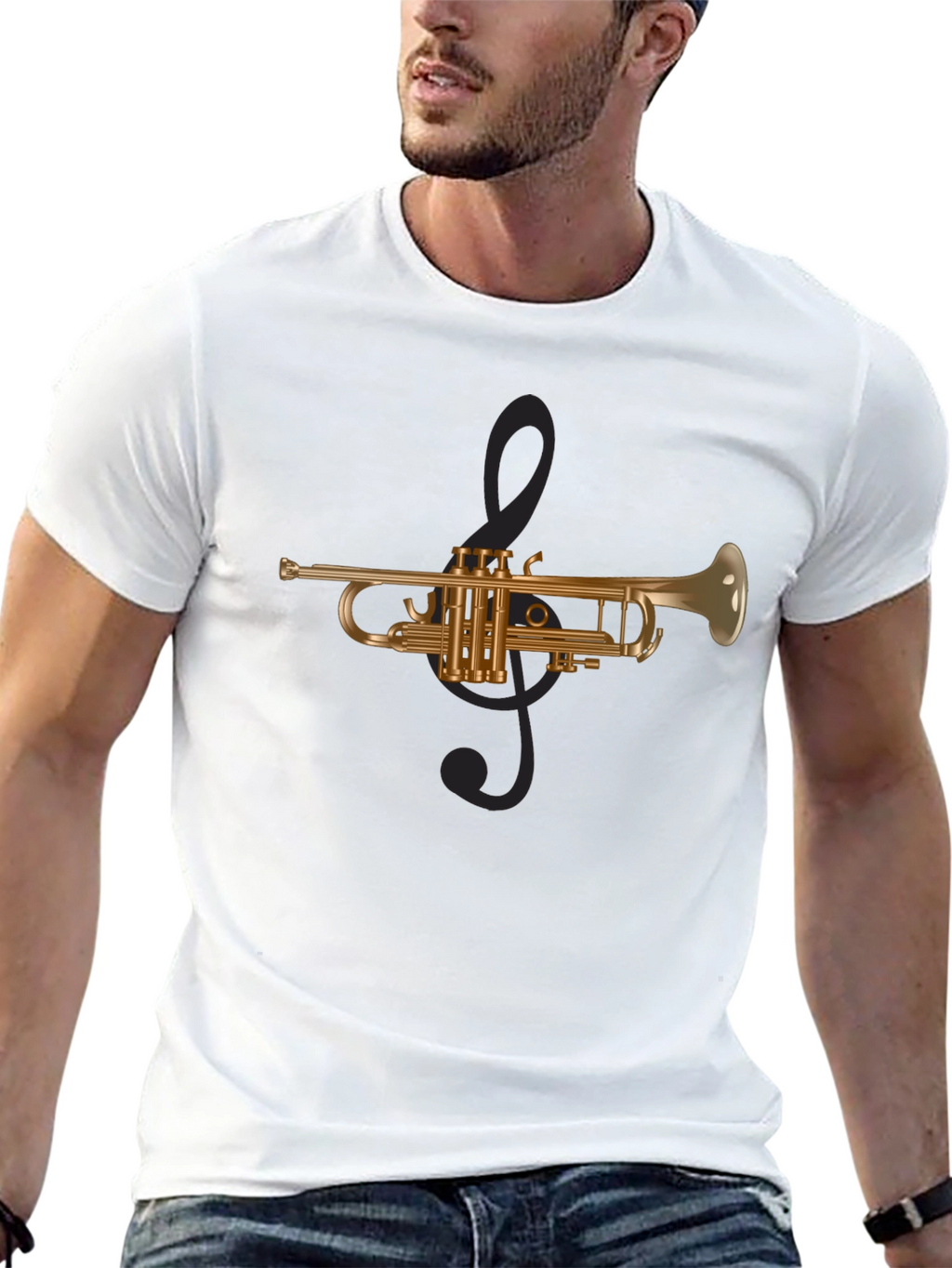Trumpet & Treble Clef Graphic Tee - Musicians Style