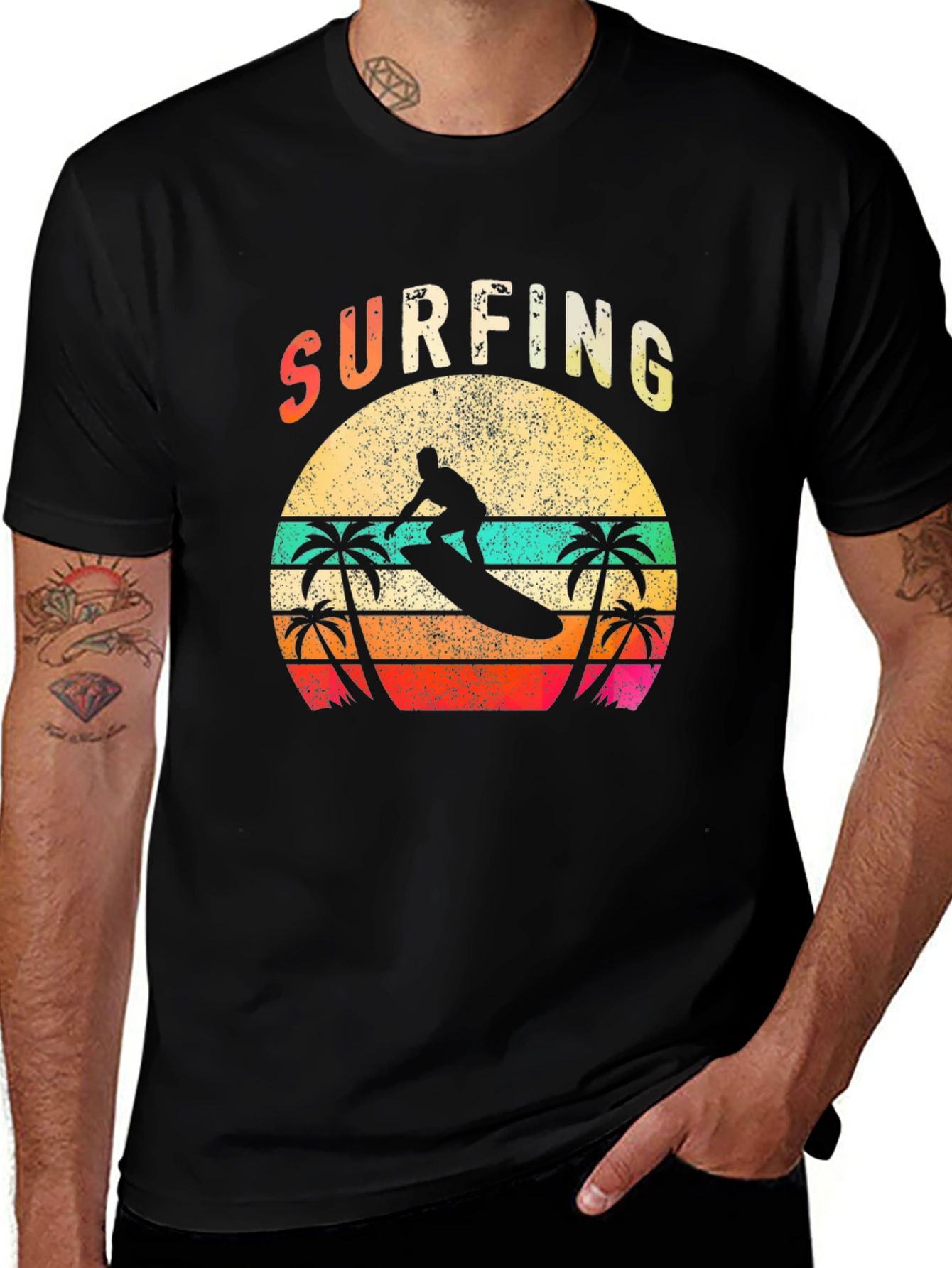Surfing Retro Sunset T-Shirt