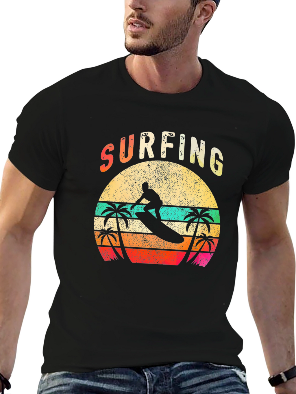 Surfing Retro Sunset T-Shirt