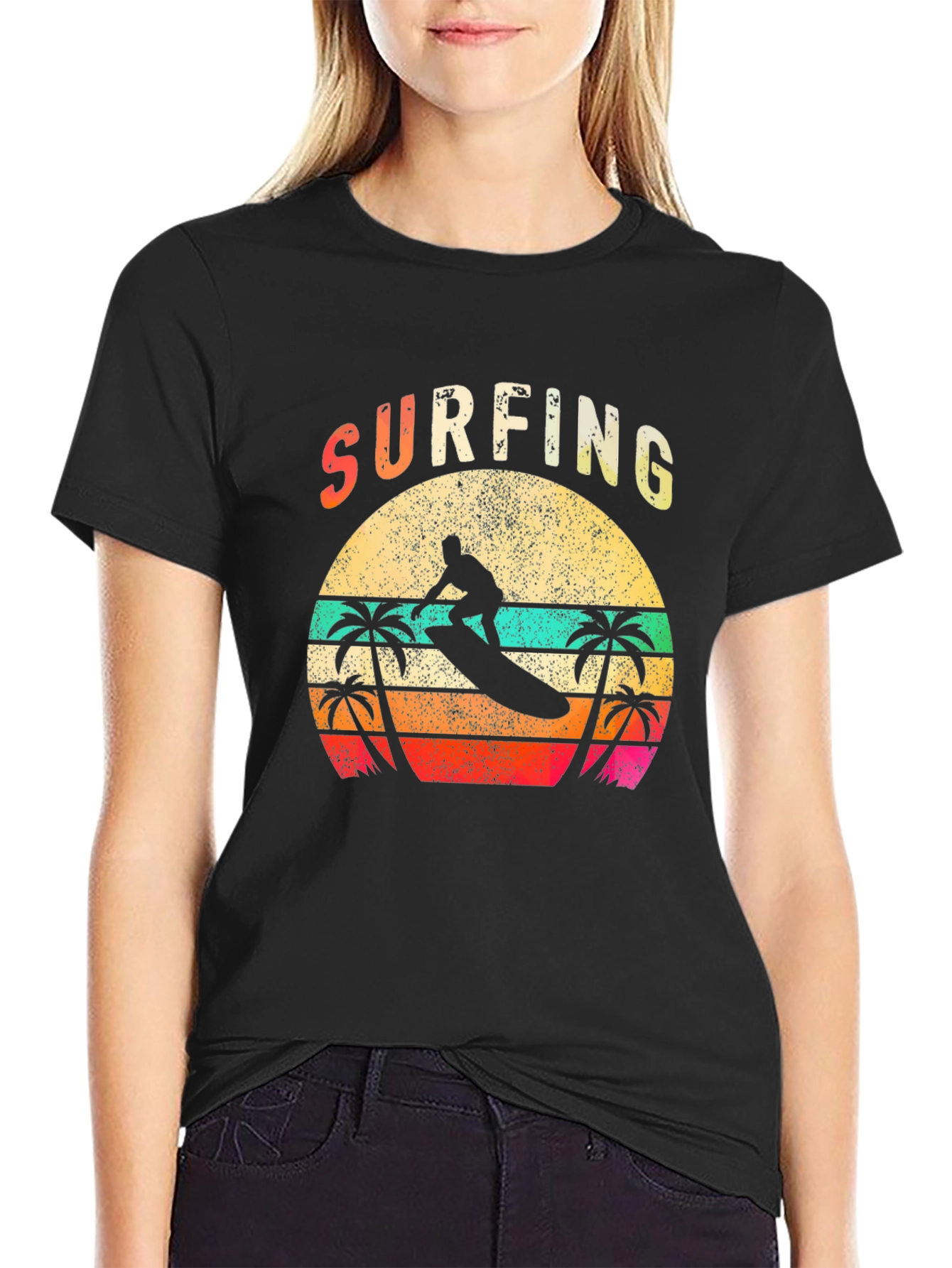 Surfing Retro Sunset T-Shirt