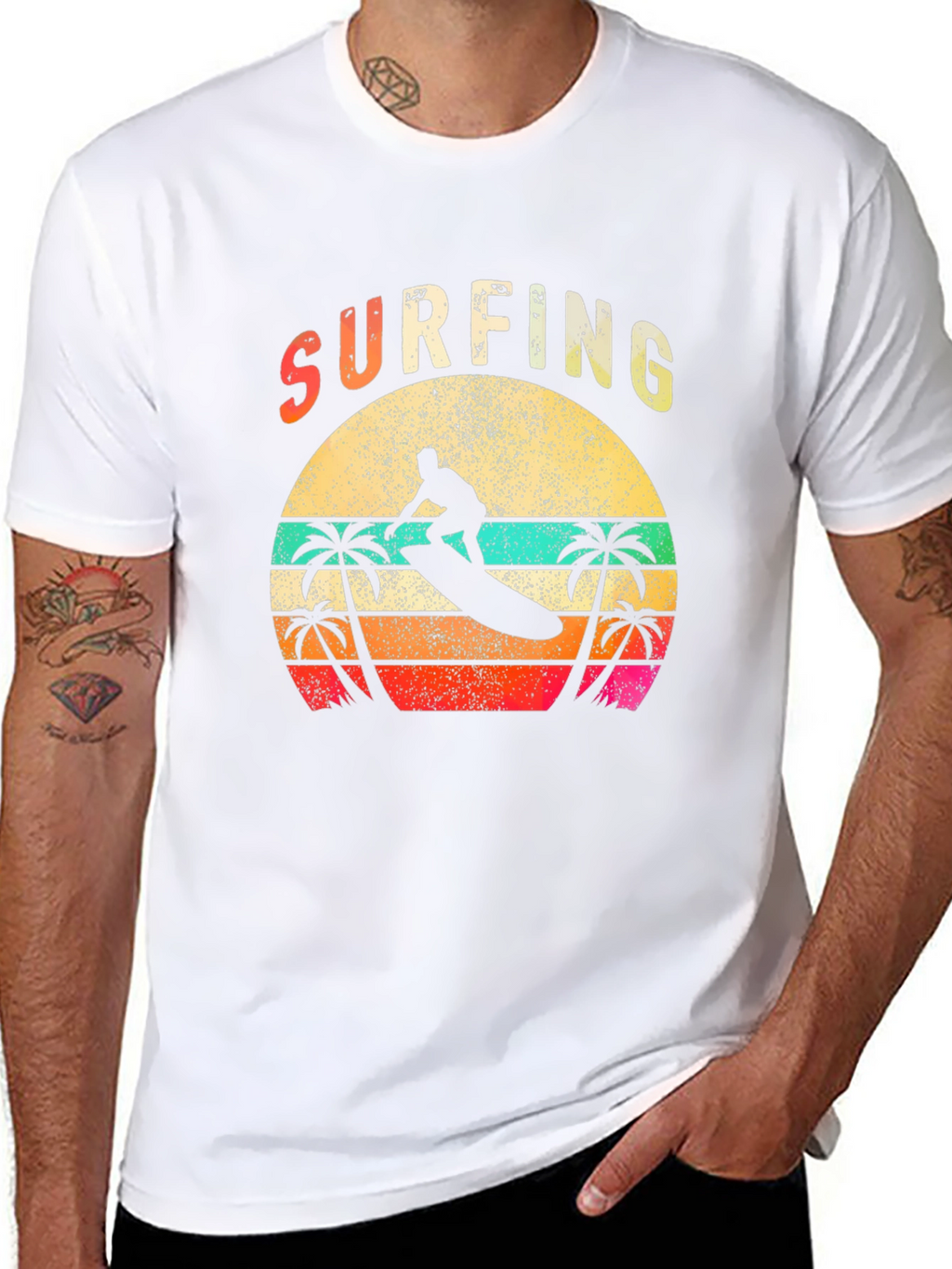 Surfing Retro Sunset T-Shirt