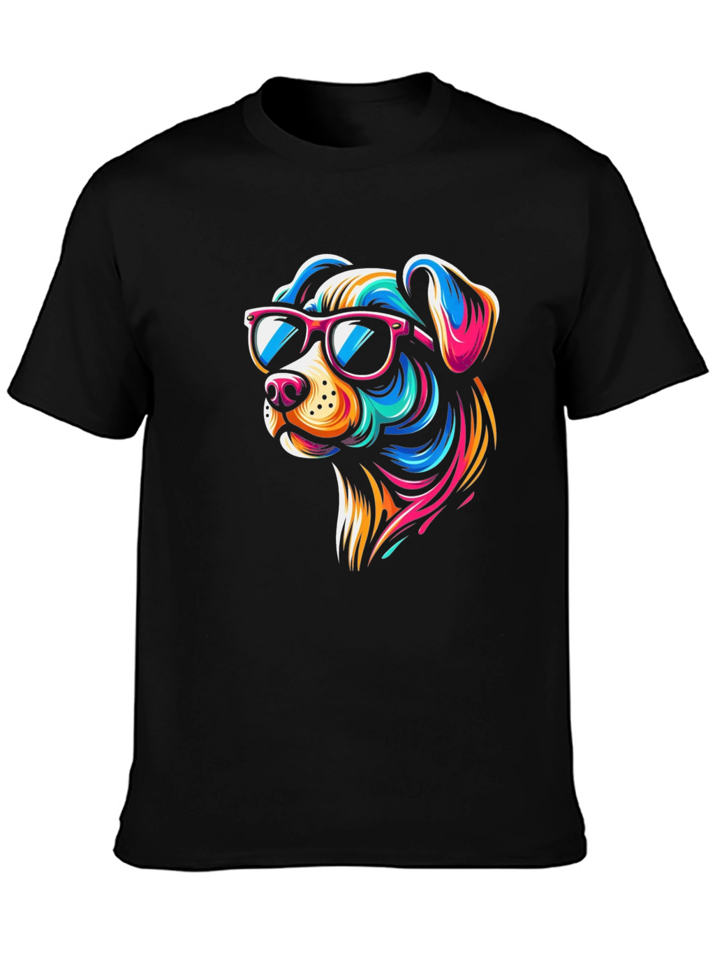 Cool Dog Graphic Tee - Black Cotton T-Shirt