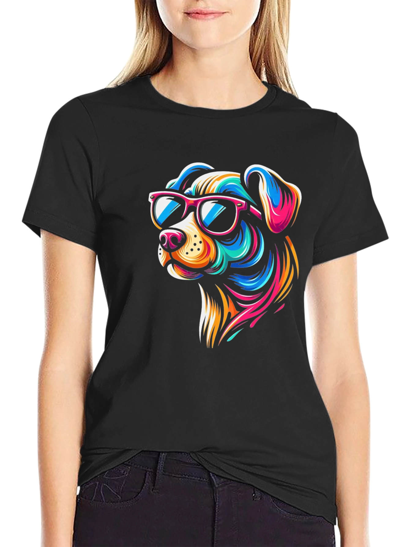 Cool Dog Graphic Tee - Black Cotton T-Shirt