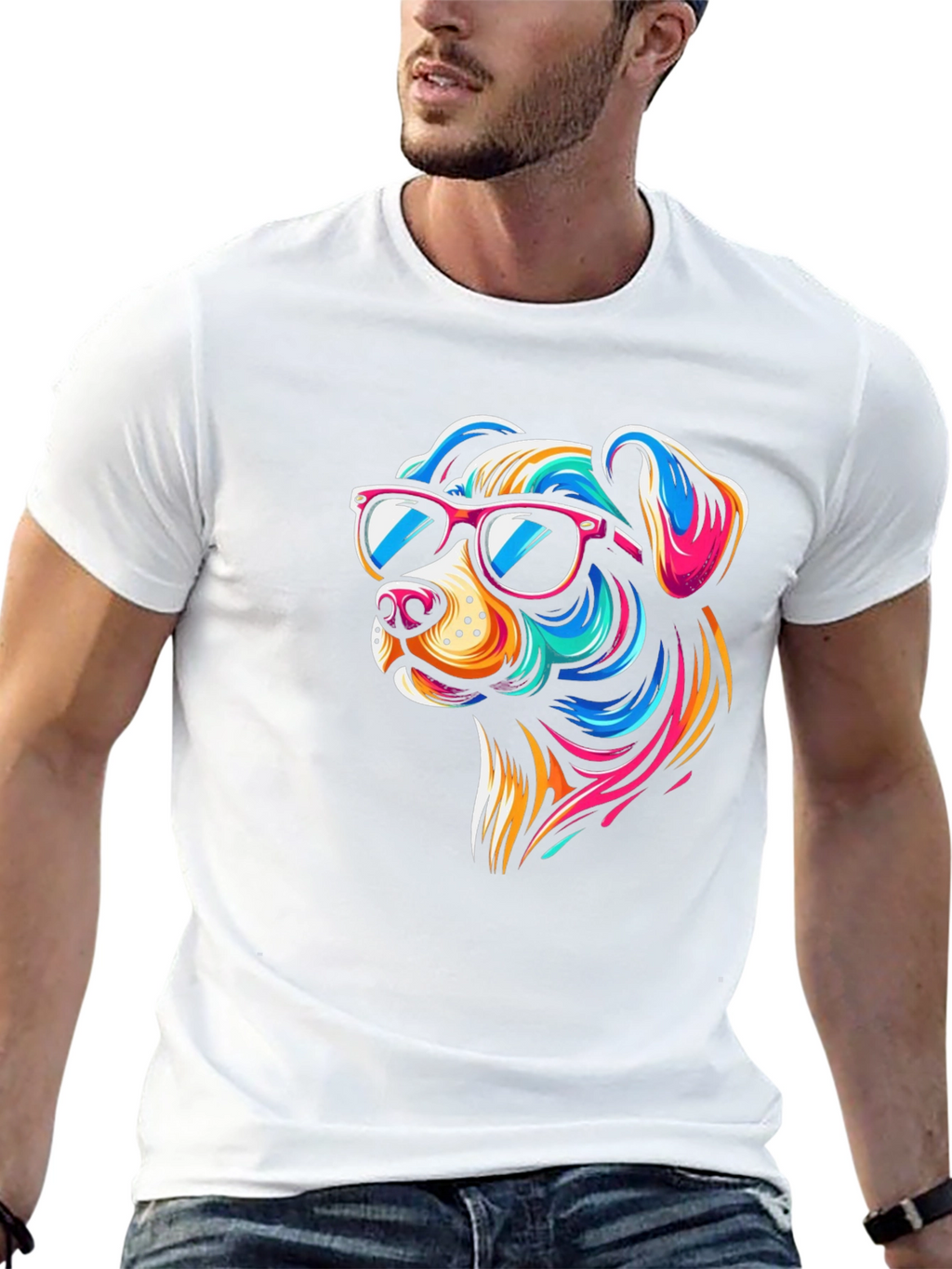 Cool Dog Graphic Tee - Black Cotton T-Shirt