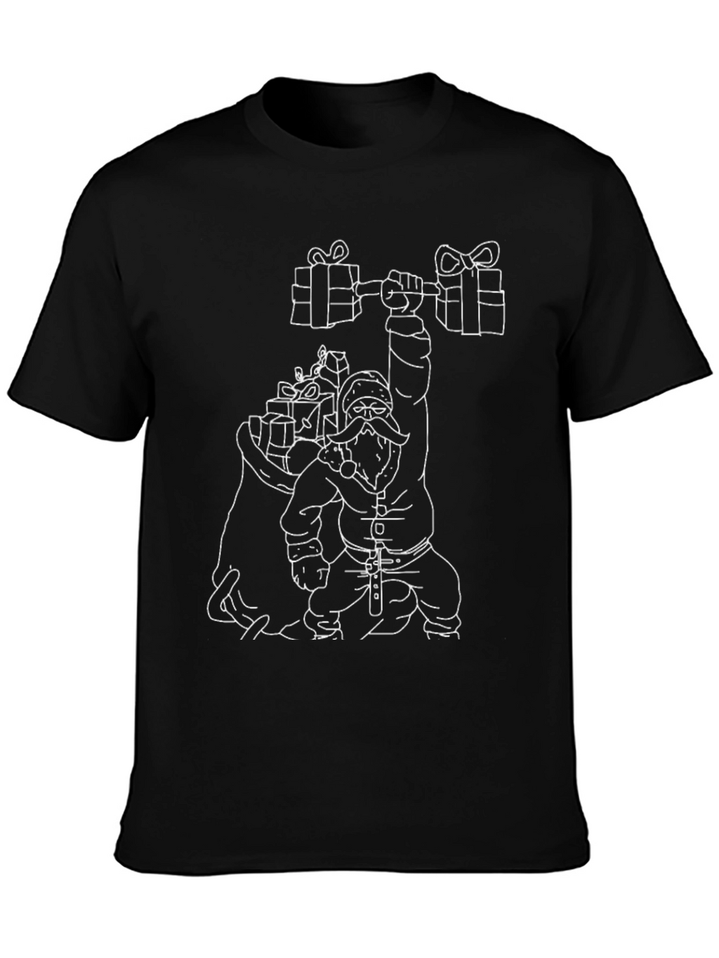 Santa Lifting Weights Graphic T-Shirt - Black