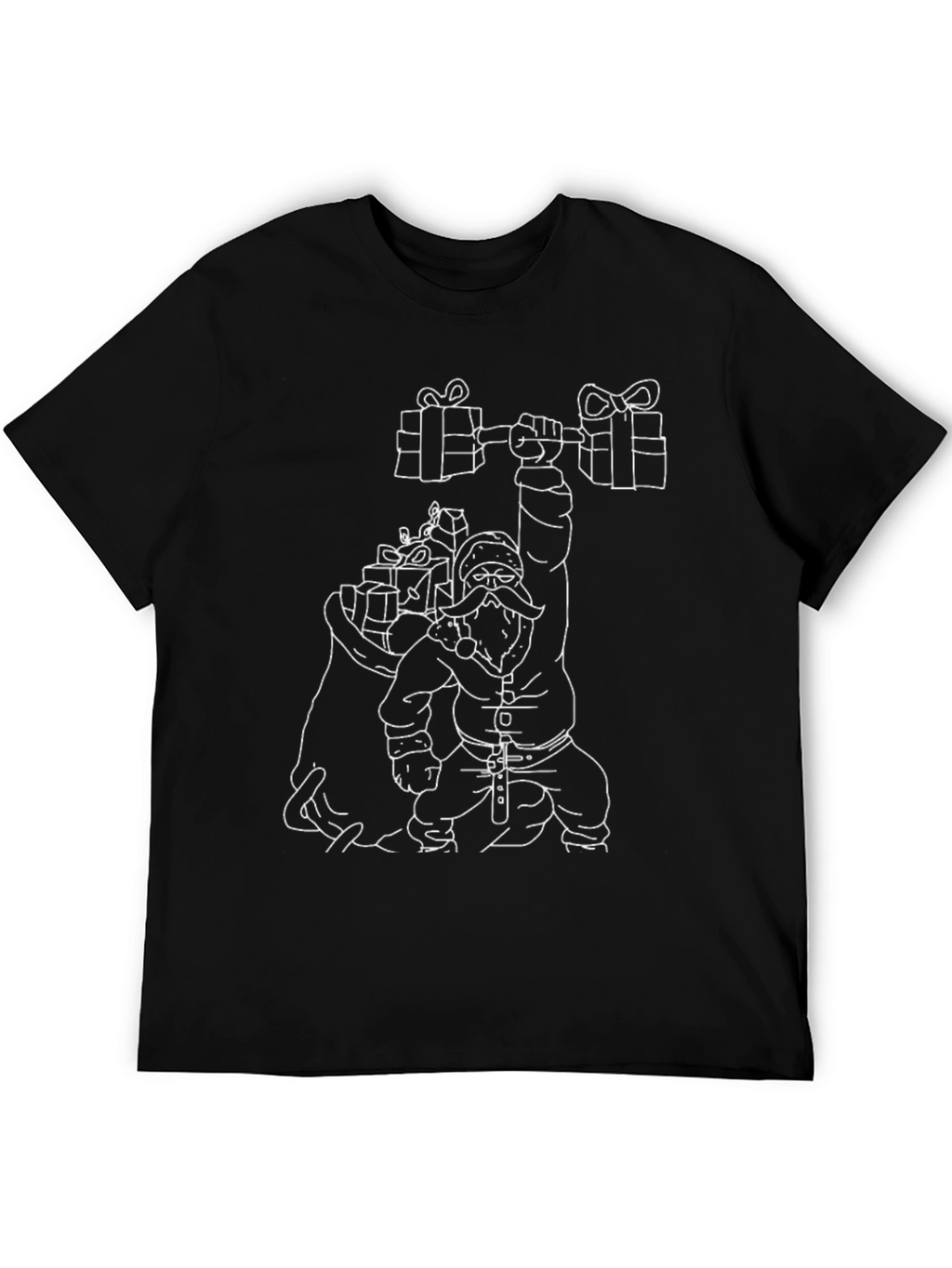 Santa Lifting Weights Graphic T-Shirt - Black