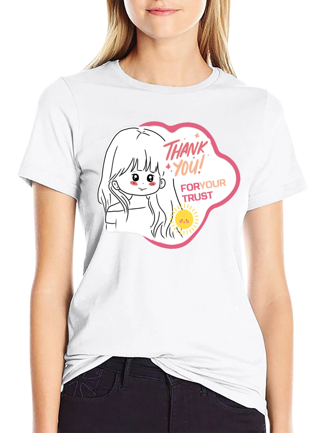Cute Cartoon Graphic Black T-Shirt