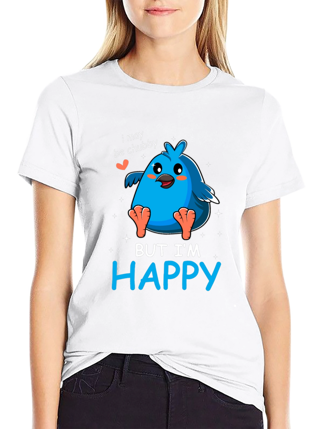 Chubby Bird Happy Graphic Tee - Black