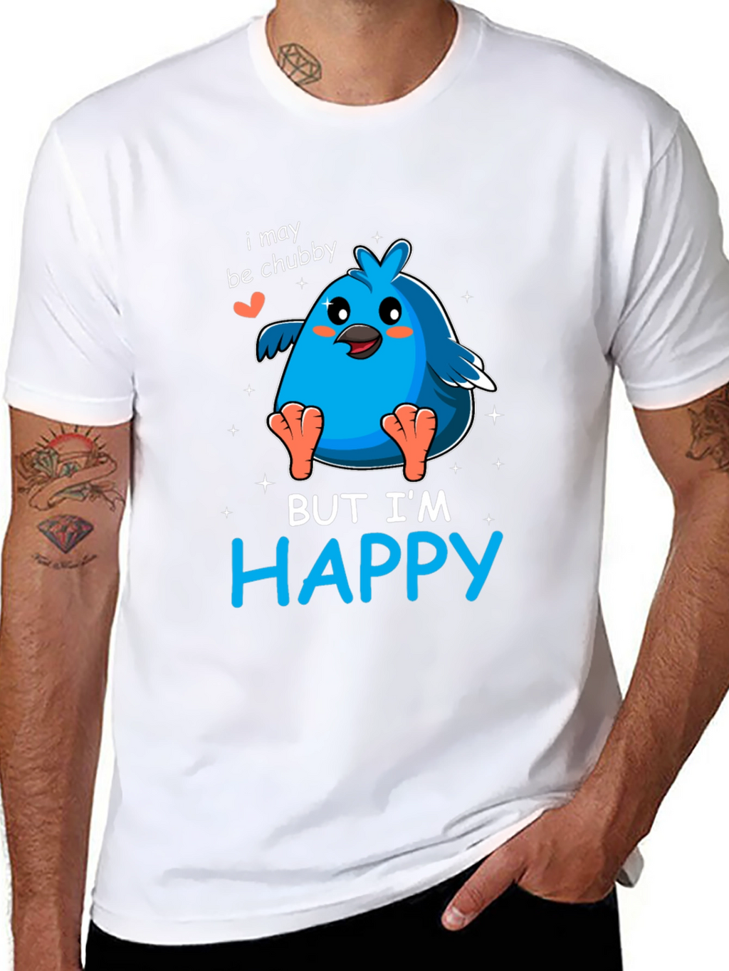 Chubby Bird Happy Graphic Tee - Black