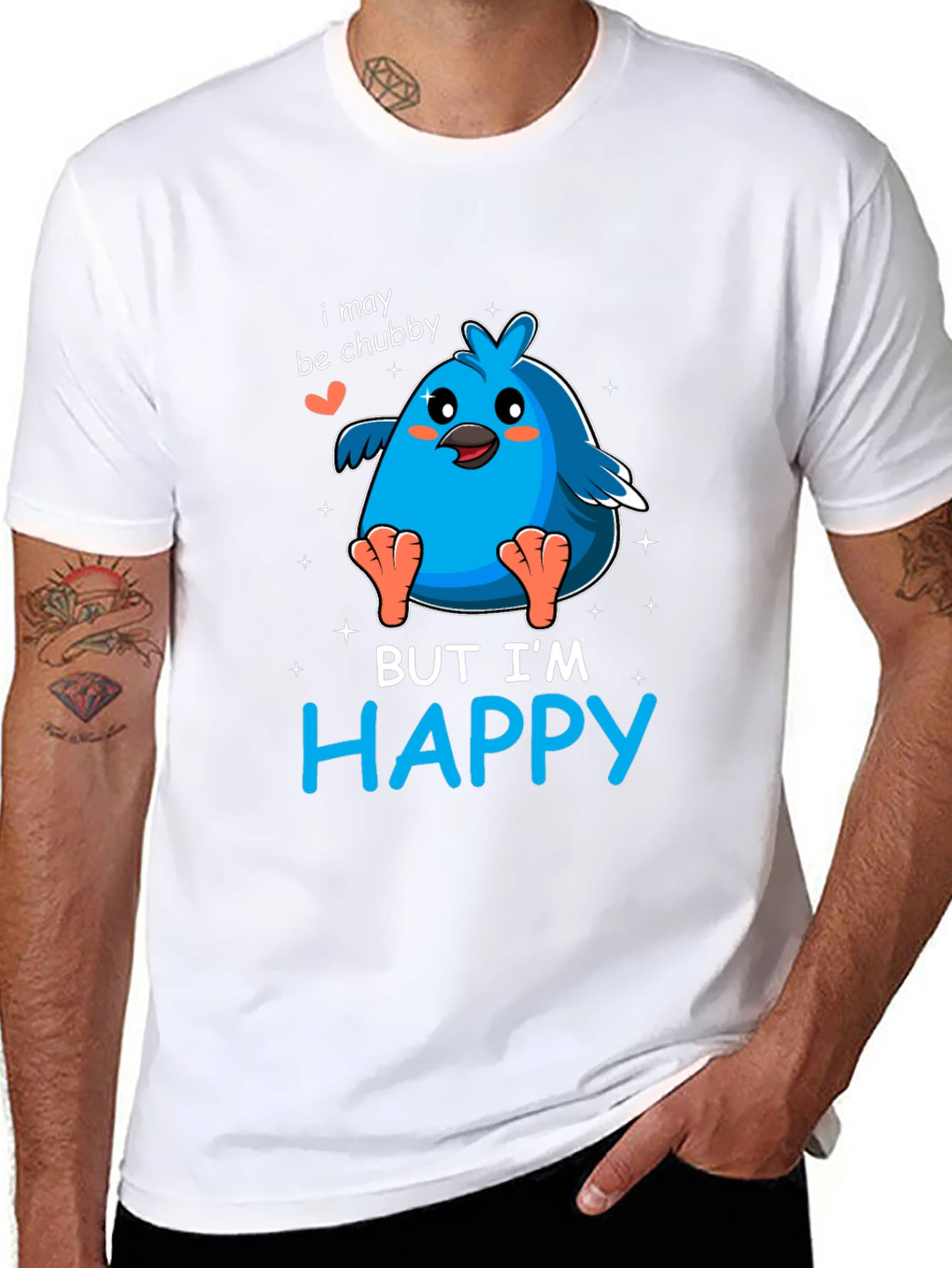Chubby Bird Happy Graphic Tee - Black