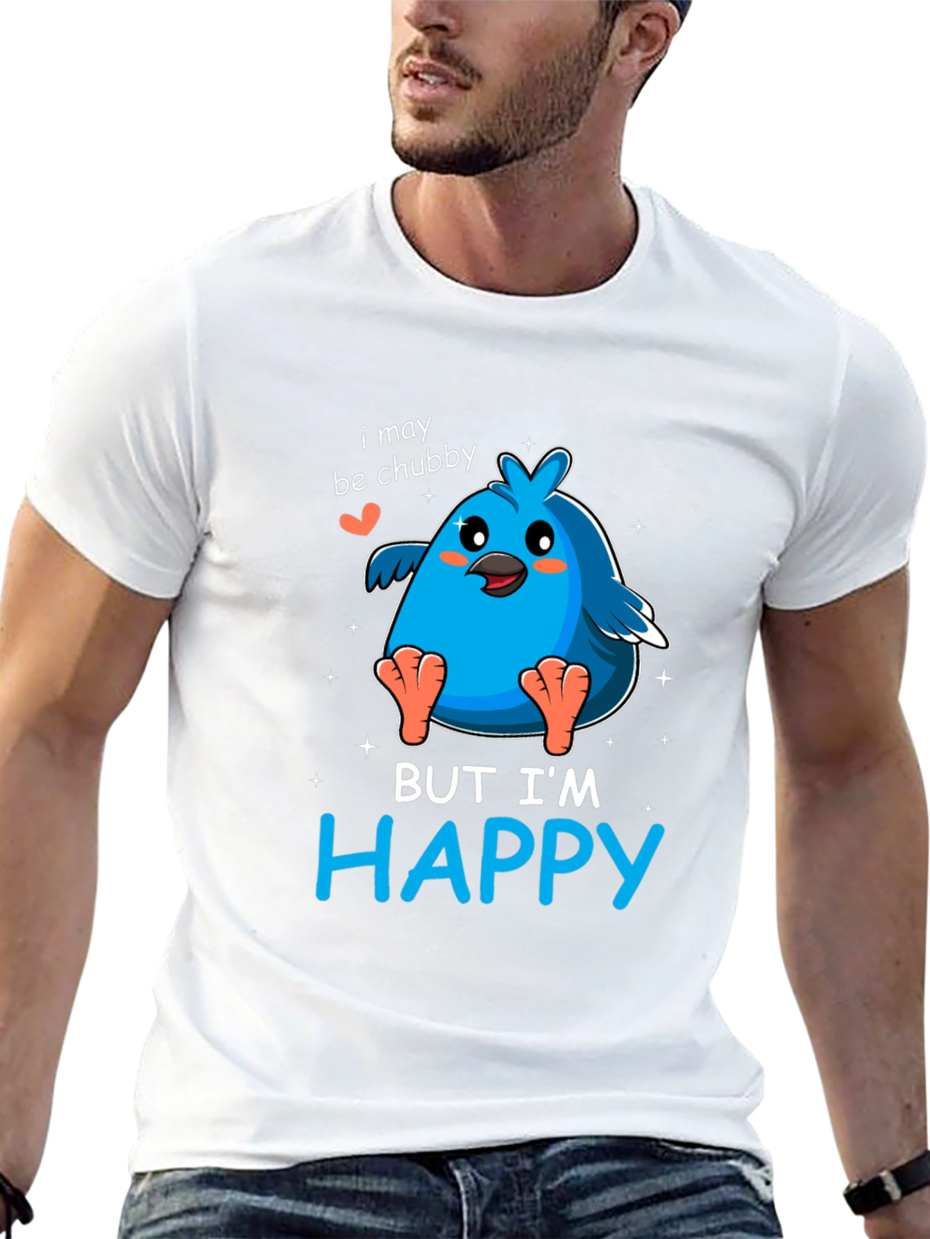 Chubby Bird Happy Graphic Tee - Black