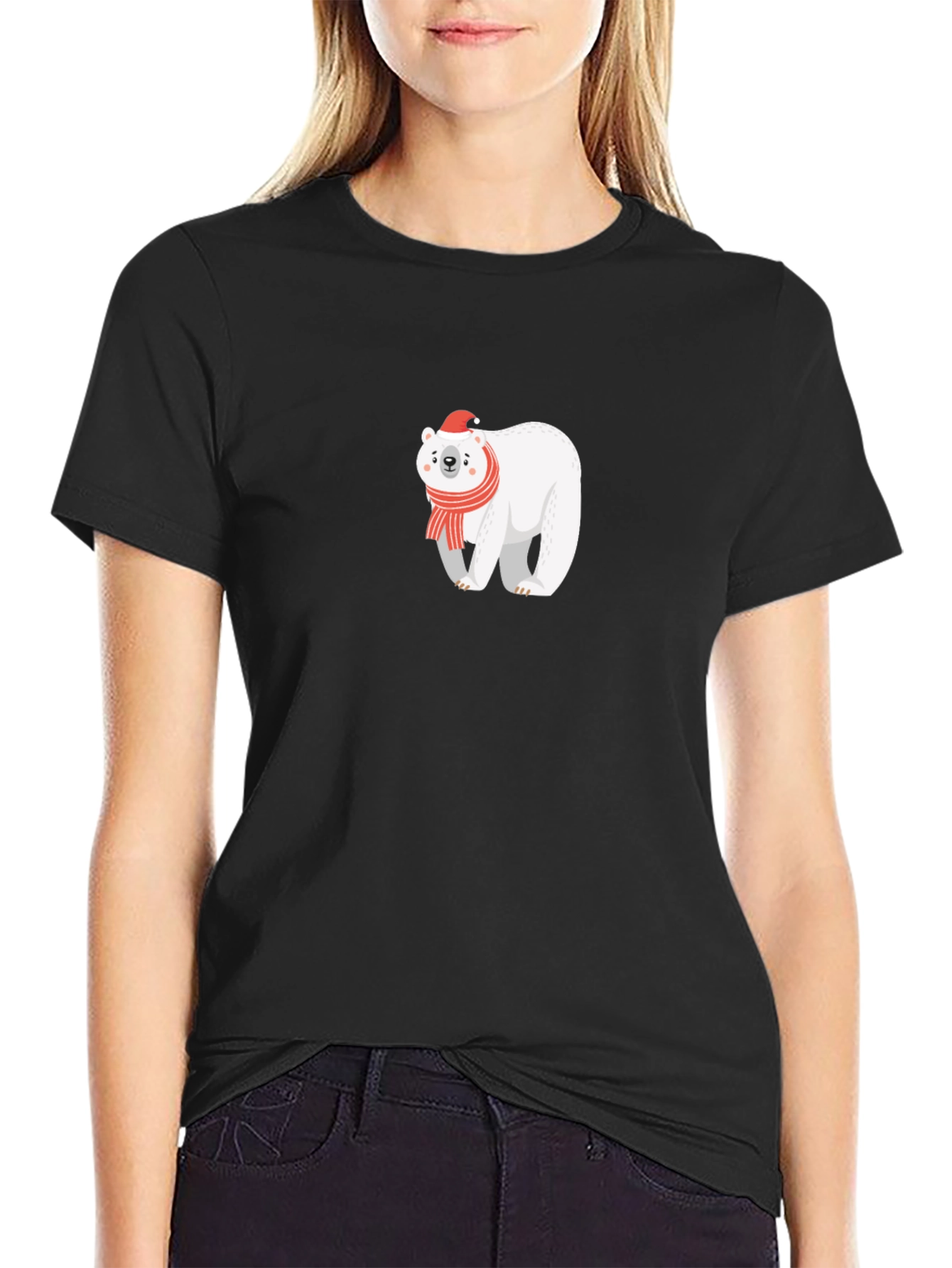 Festive Polar Bear Graphic Tee - Holiday Style