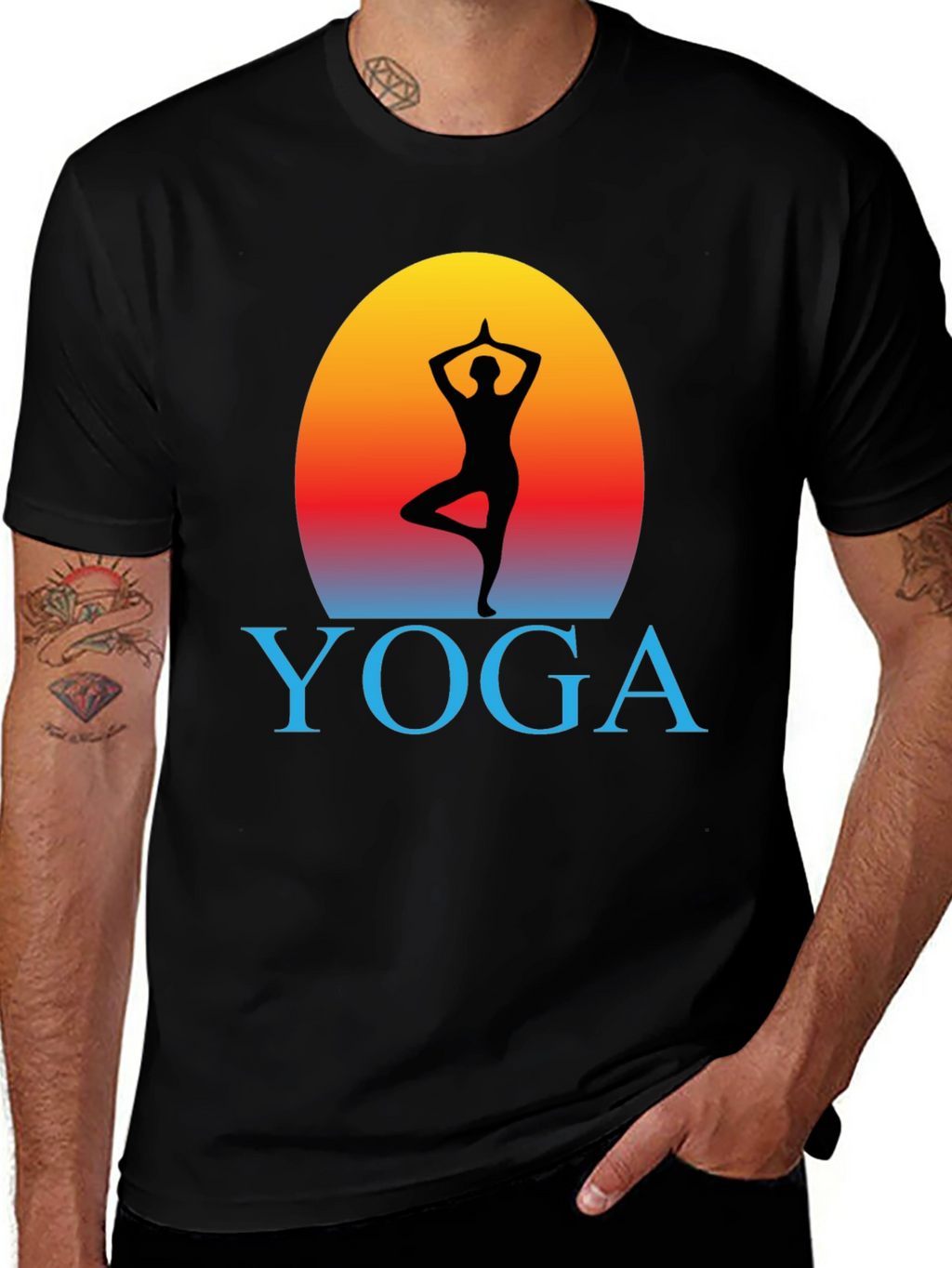Yoga Pose Silhouette Graphic T-Shirt