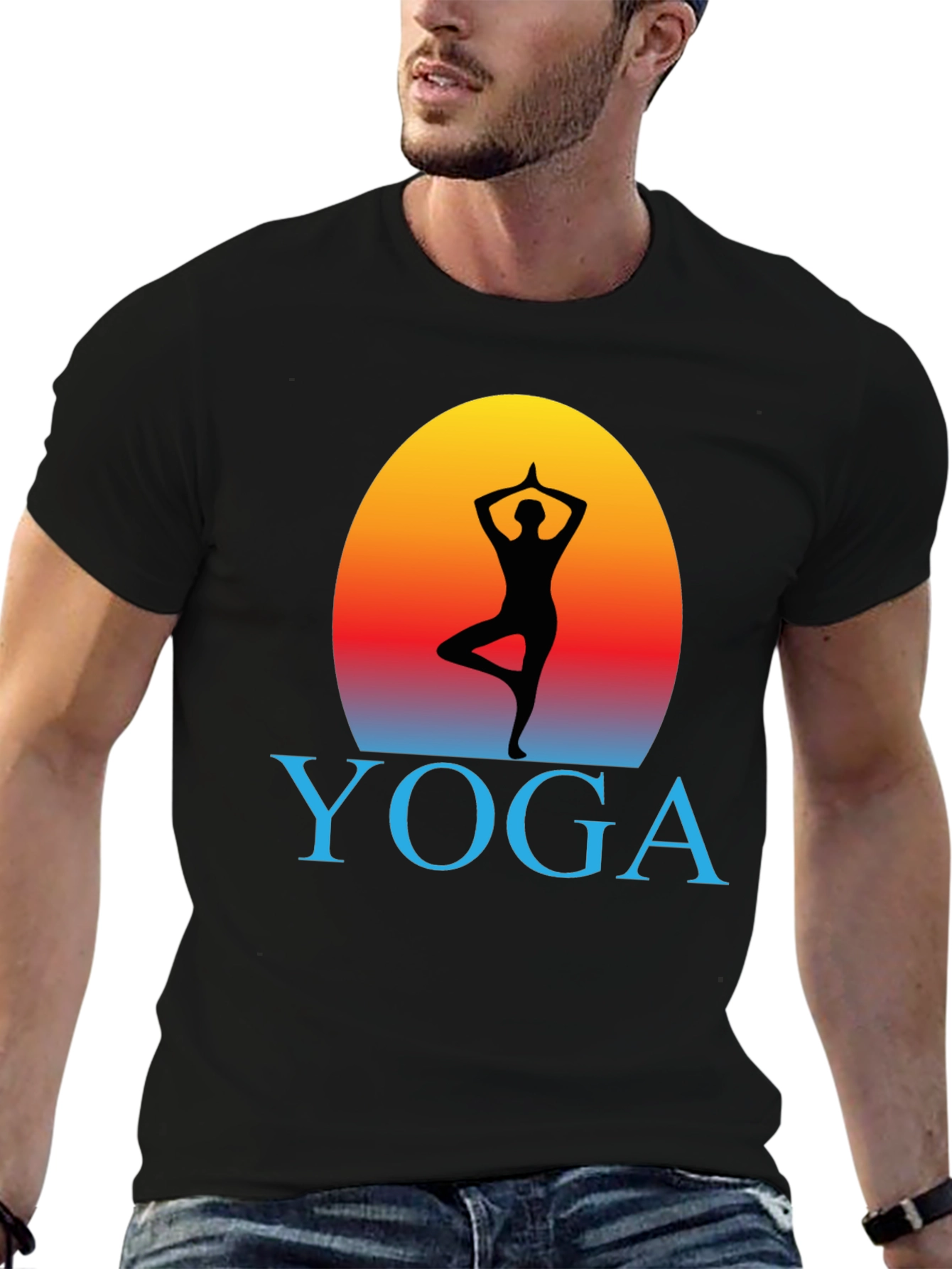 Yoga Pose Silhouette Graphic T-Shirt